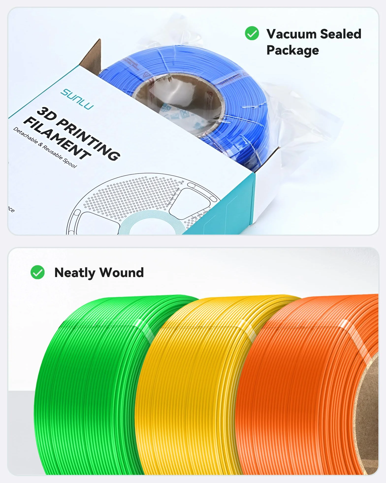 SUNLU PLA matowy filament 1,75 mm, 4 kg, filament PLA do drukarki 3D, biały matowy, bez cewki PLA, matowy wkład do wielokrotnego użytku szpul, kompatybilny z drukarką filamentu Bambu Lab, 4 rolki 1 kg
