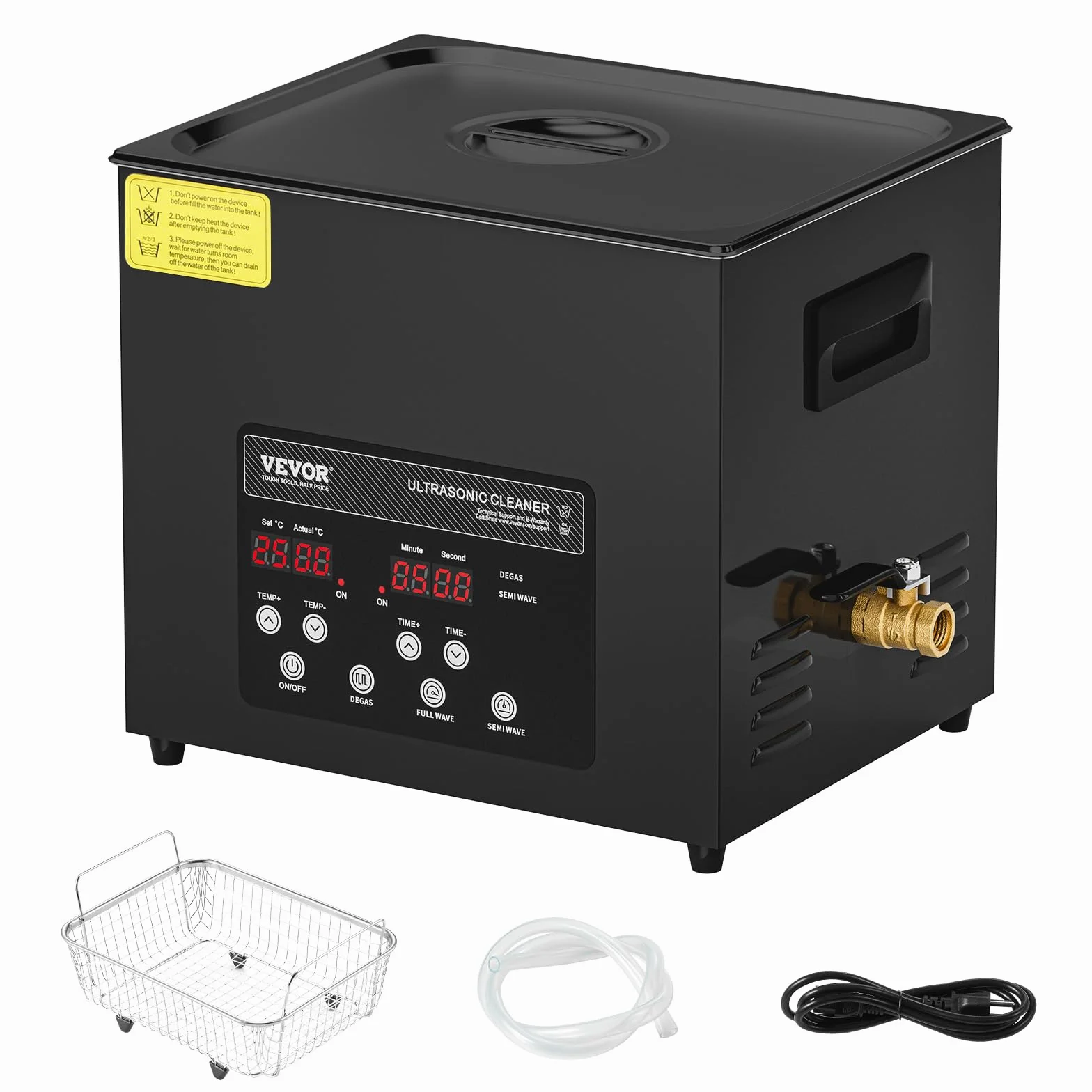 VEVOR Cyfrowa myjka ultradźwiękowa 10 l 240 W, z delikatnym trybem i ulepszonym odgazowywaniem, przemysłowa myjka ultradźwiękowa 40 kHz z podgrzewaczem czasowym do pojemników, biżuterii