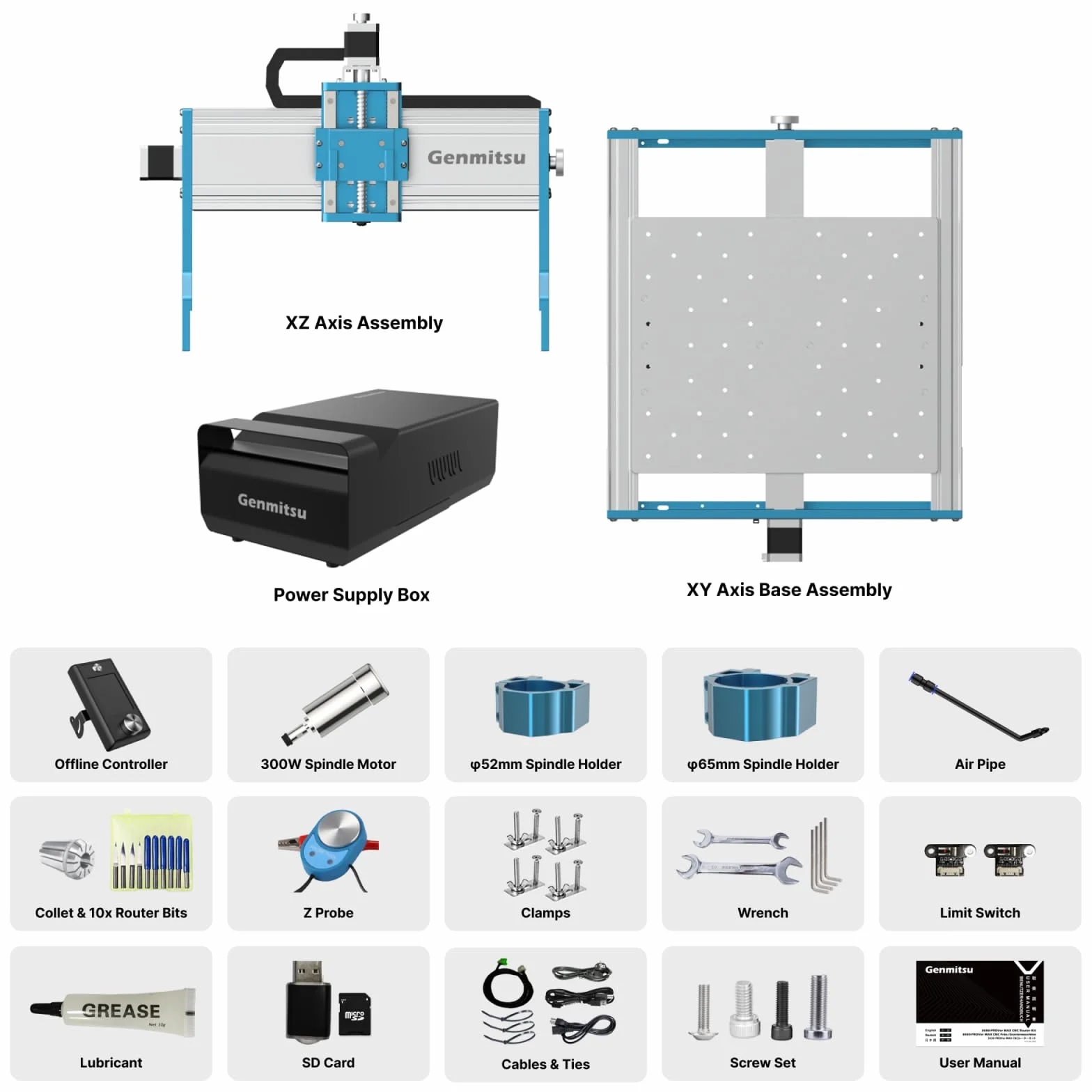 Genmitsu 3030-PROVer Ultra CNC router do metalu, całkowicie metalowa grawerka CNC z mocnym wrzecionem 710 W, wysoka precyzja ±0,03 mm, podwójne prowadnice liniowe i śruby kulowe, do grawerowania