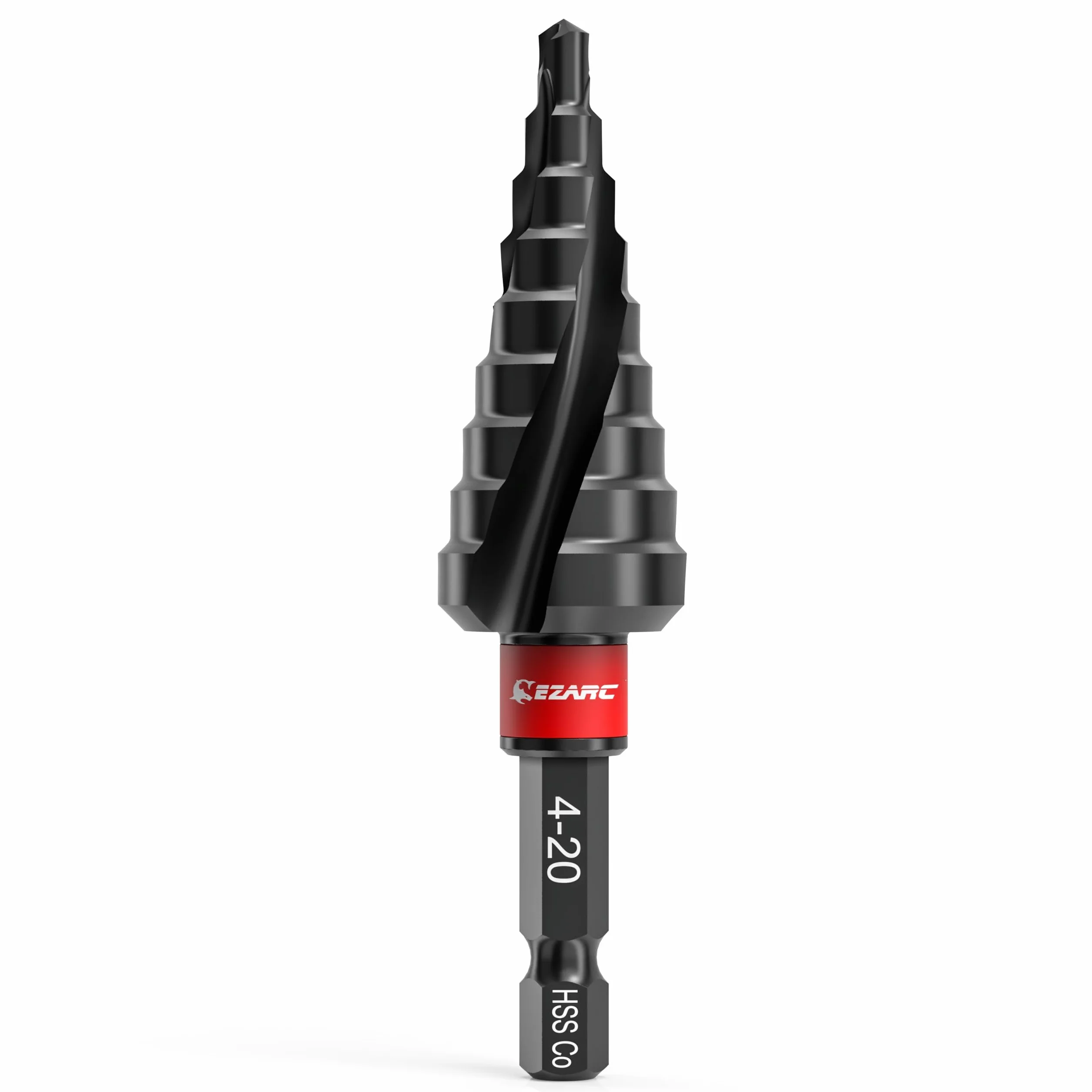 EZARC Wiertło stopniowe do metalu, wiertło stopniowe M35 kobaltowe wiertło stopniowe Unibit (4–20 mm), odporne na zużycie, powlekane AlTiN, trzpień sześciokątny 1/10.2 cm do metalu, stali nierdzewnej