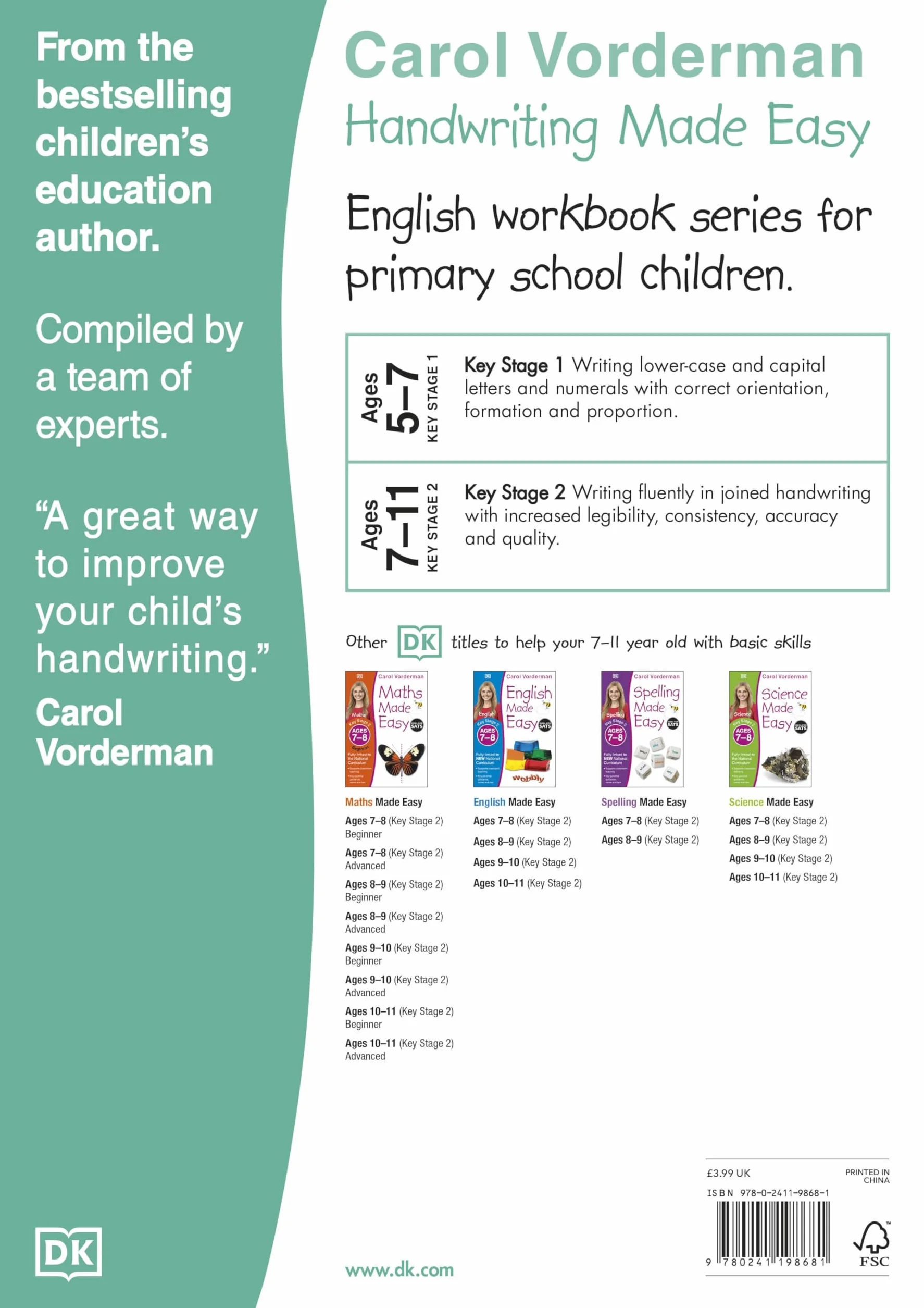 Handwriting Made Easy: Confident Writing, Ages 7-11 (Key Stage 2): Supports the National Curriculum, Handwriting Practice Book (Made Easy Workbooks)