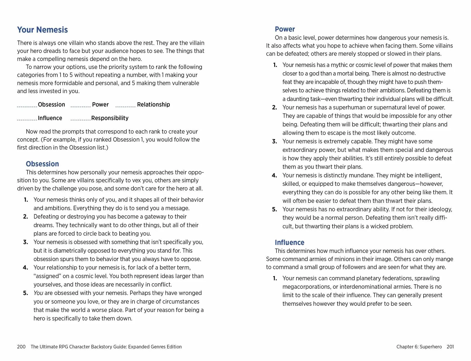 The Ultimate RPG Character Backstory Guide: Expanded Genres Edition: Prompts and Activities to Create Compelling Characters for Horror, Sci-Fi, X-Punk, and More