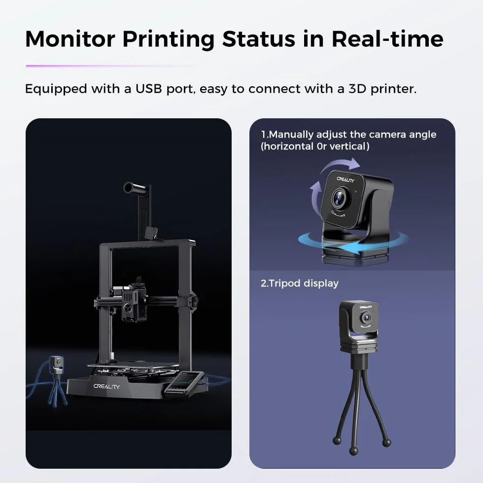 Creality Oficjalna kamera Nebula, 24-godzinny monitoring, automatyczne tworzenie filmów poklatkowych, kompatybilny z Sonic Pad/Nebula Pad/Ender 3 V3 KE/CR 10
