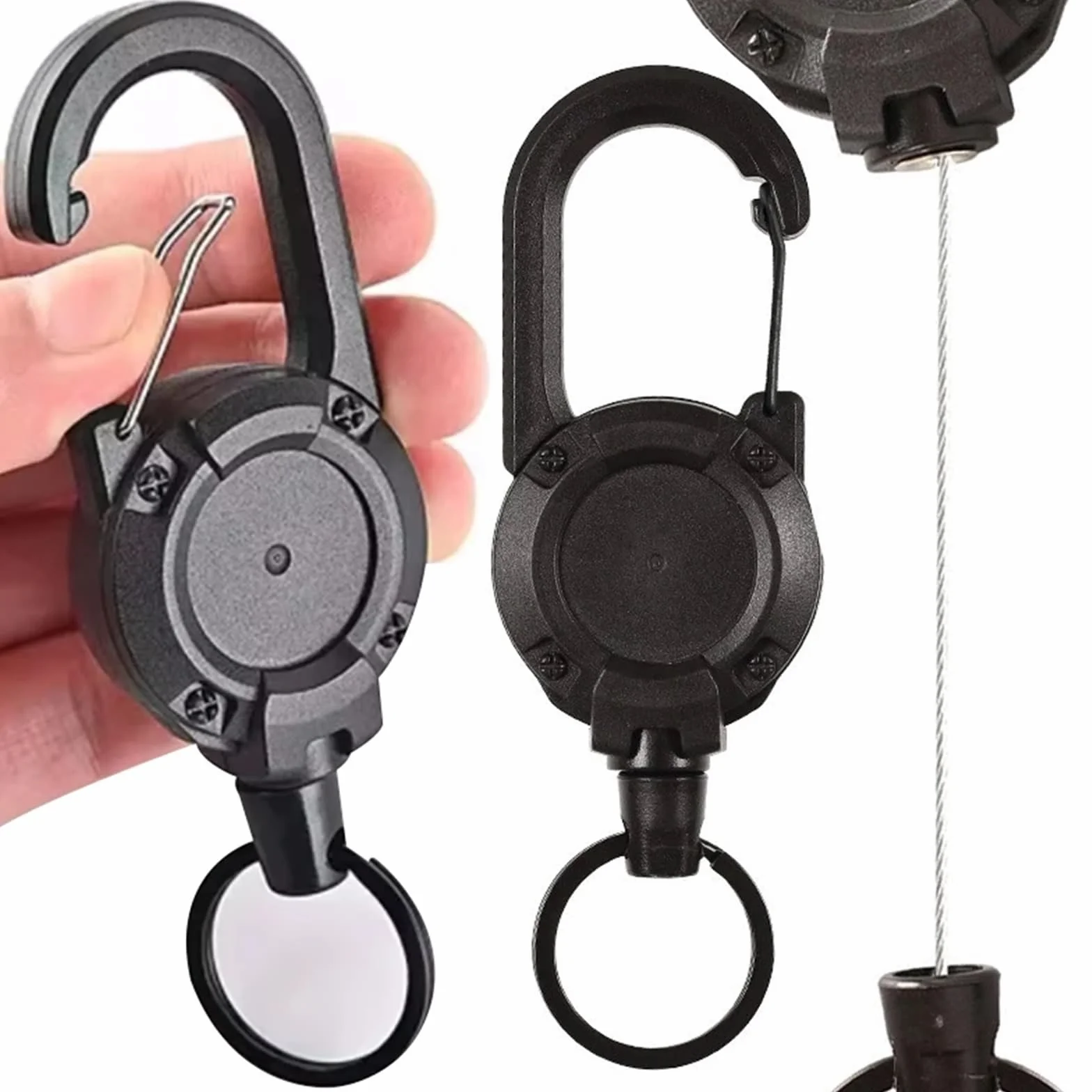 Lifting Sling Chain Wytrzymały, chowany karabinek z breloczkiem do kluczy, mocna stalowa klamra do liny, do użytku na zewnątrz Lifting Chain(A1)