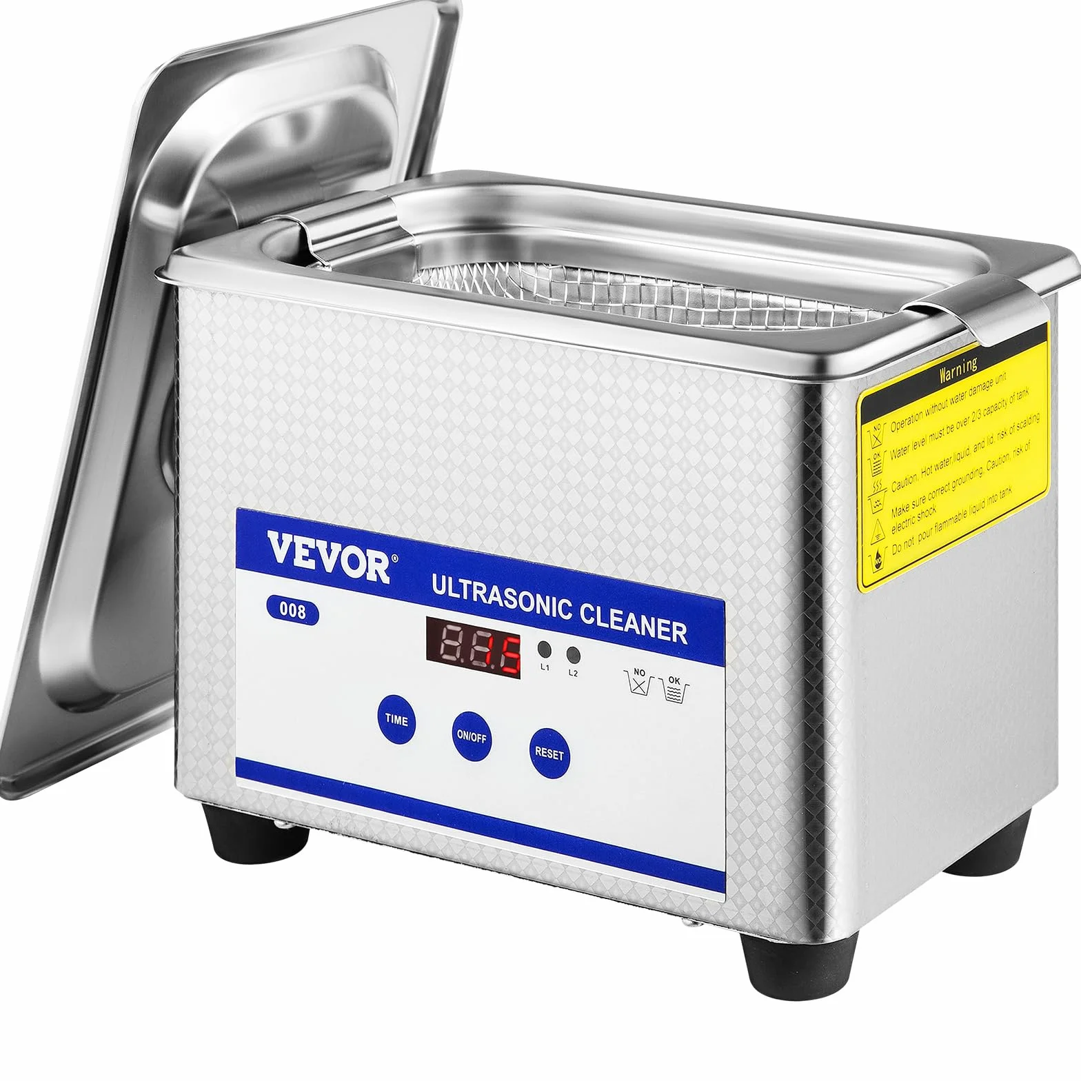 VEVOR Ultradźwiękowy środek czyszczący 800ml, 35W Profesjonalna myjka ultradźwiękowa ze stali nierdzewnej, mocna maszyna do czyszczenia ultradźwiękowego 40 kHz z wyświetlaczem LED do biżuterii,