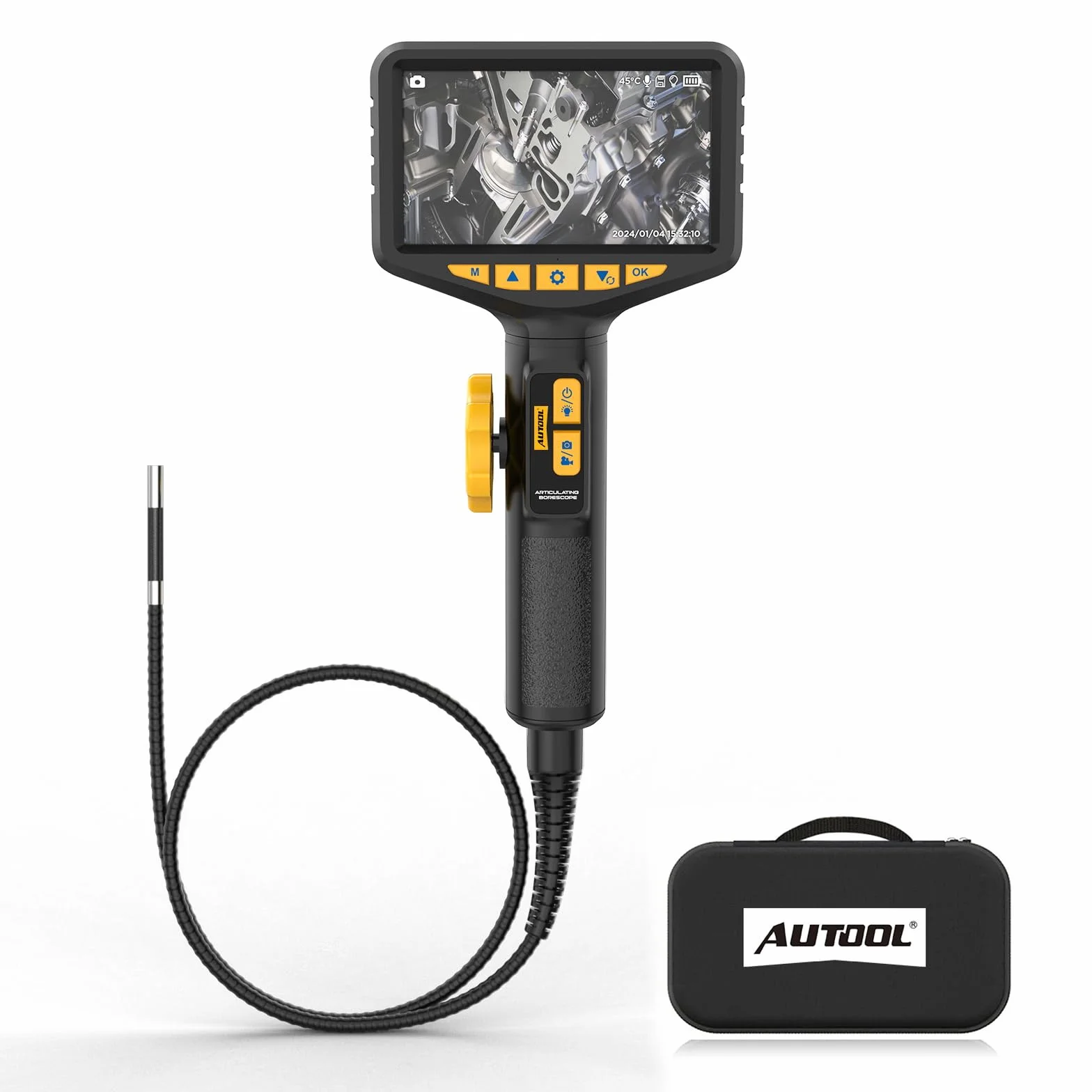 AUTOOL Dwukierunkowa kamera endoskopowa 210° 1080p boroskop przegubowy 0,5 cm karta SD 32 GB