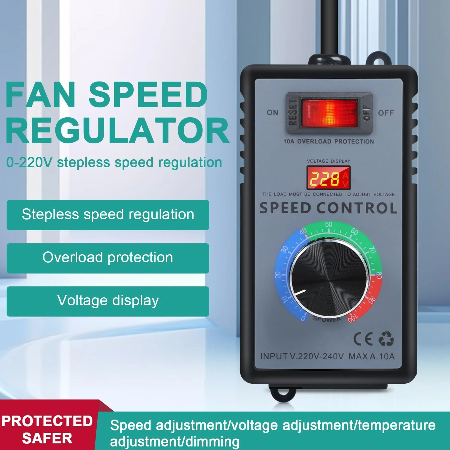Jadeshay Regulator napięcia, AC220 V 4000 W SCR elektroniczny regulator napięcia regulator regulatora napięcia regulatora regulatora prędkości wentylatora silnika