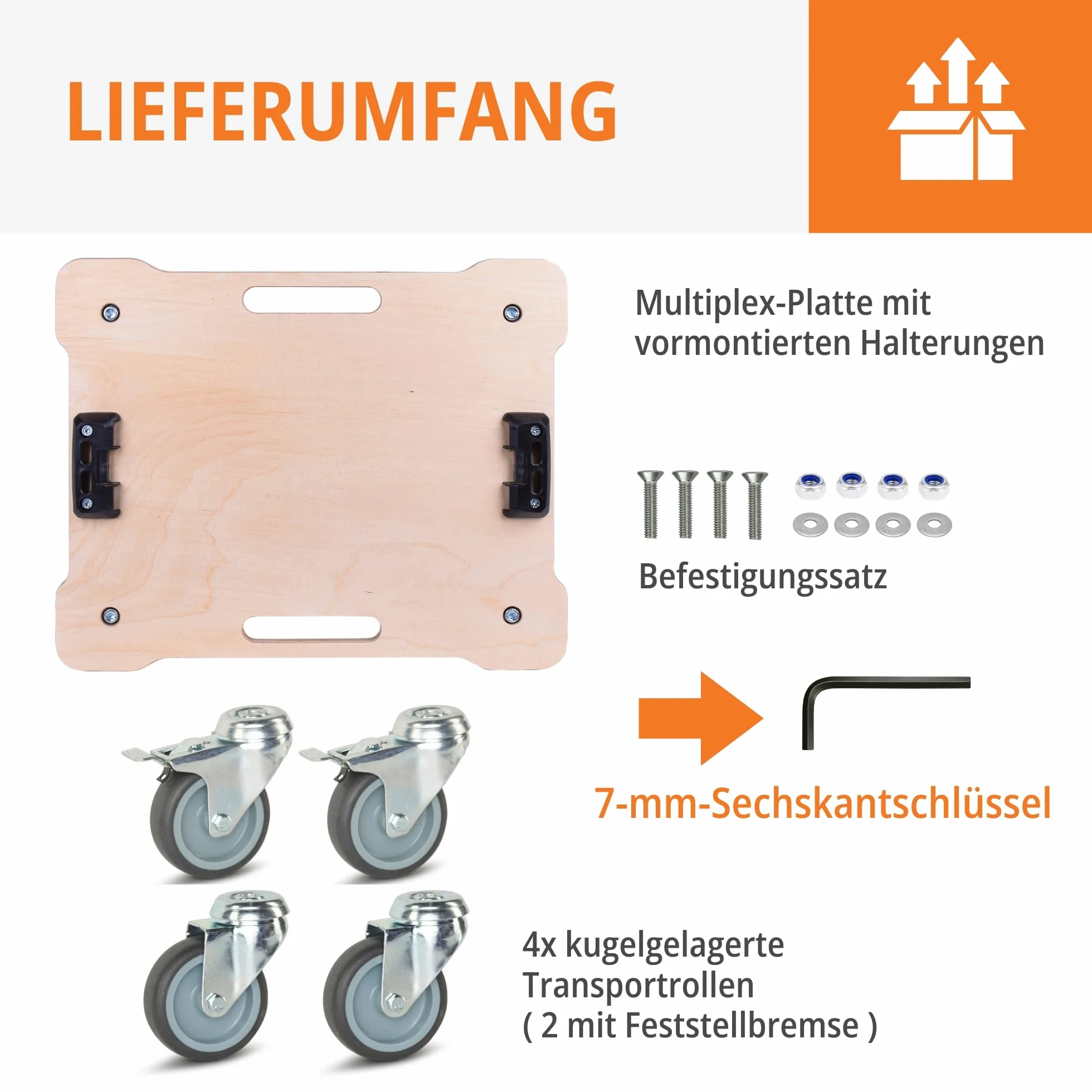 WFIX Podstawa systemu roboczego L-BOXX Wózek transportowy drewno brzozowe 350 kg 2 kółka obrotowe z hamulcem
