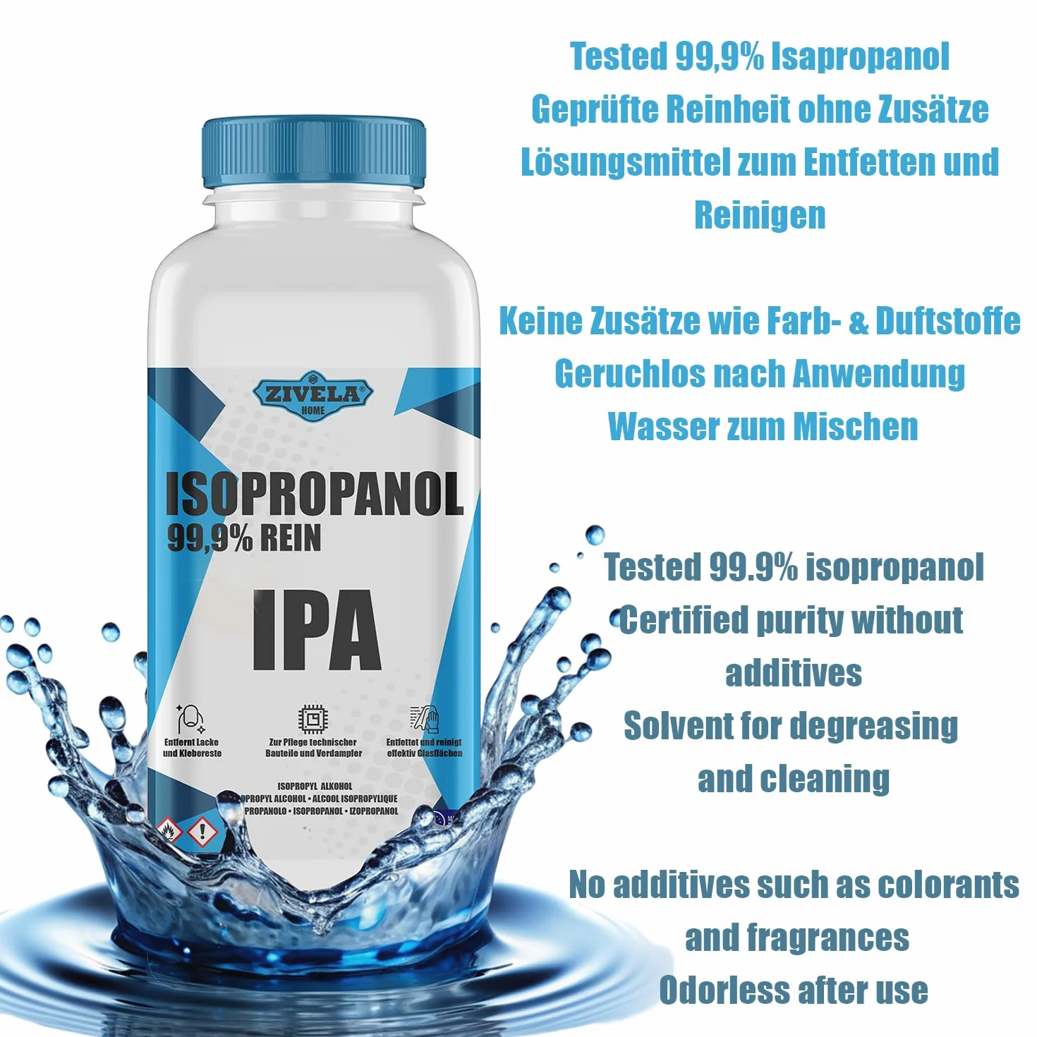 Izopropanol 99,9% | 10L izopropanolu | IPA 10L | Izopropanol do gospodarstwa domowego i elektroniki | IPA do soczewek i ekranów