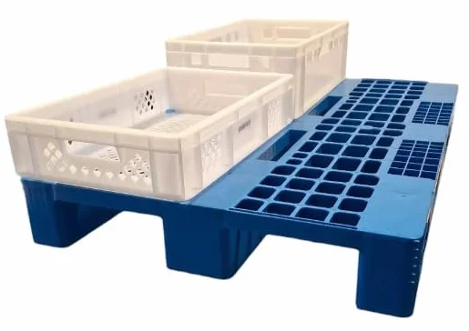 PALETA PLASTIKOWA 120x80 | AŻUROWA NA PŁOZACH NIEBIESKA | 1280WN