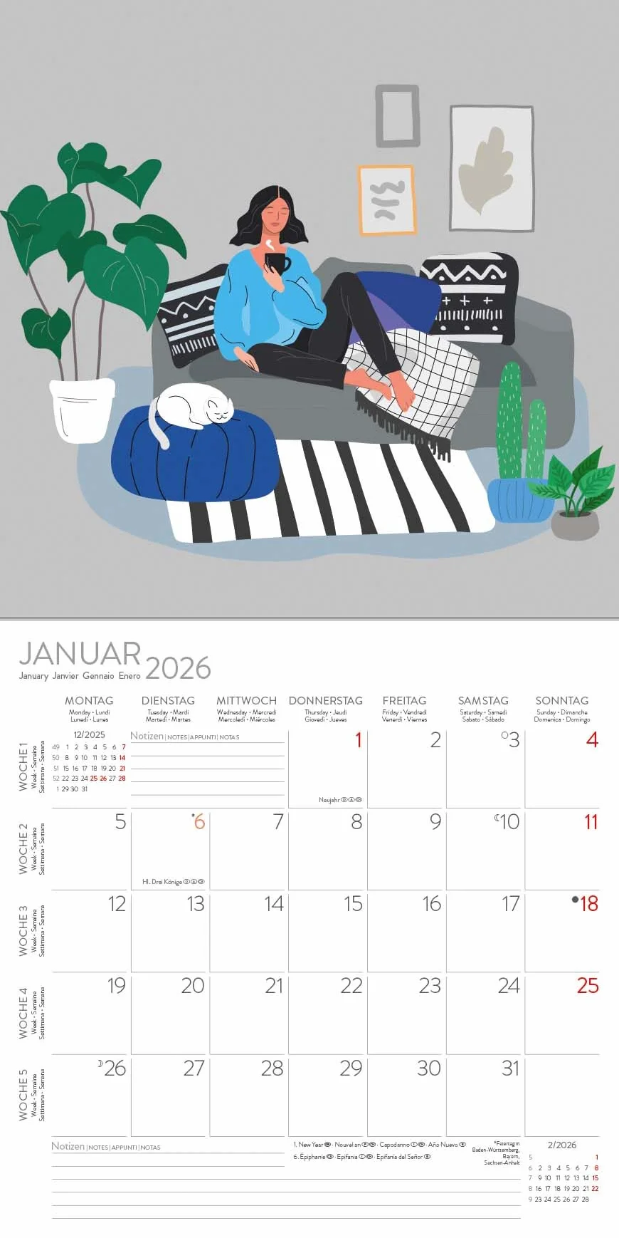 Kaffee? - Läuft bei mir! 2026: Broschürenkalender mit Ferienterminen. 30 x 30 cm - Wandkalender