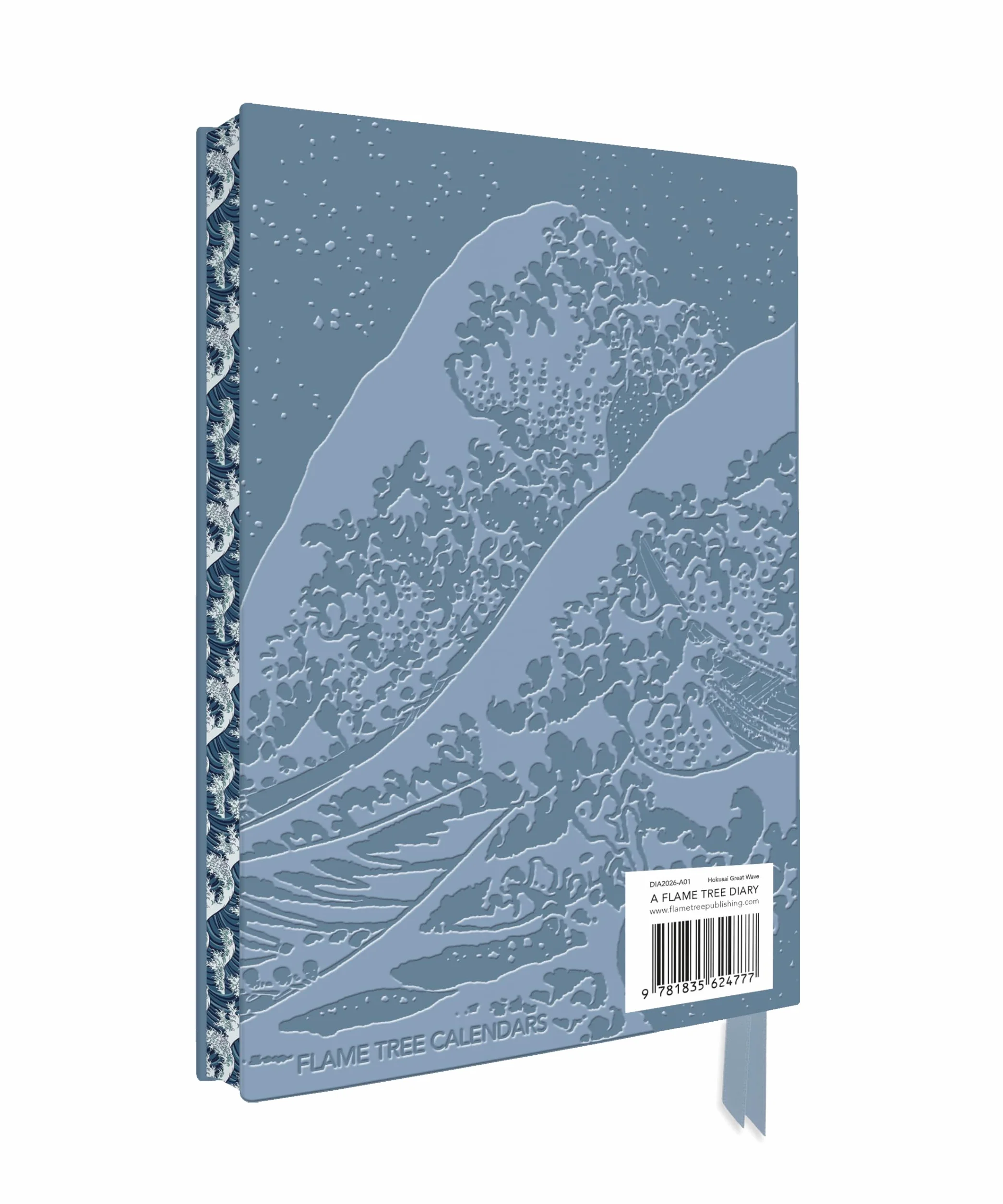 Katsushika Hokusai: The Great Wave 2026 Artisan Art Vegan Leather Diary Planner - Page to View with Notes: Original Flame Tree Publishing DIN ... künstlerisch gestalteten Buchschnitt