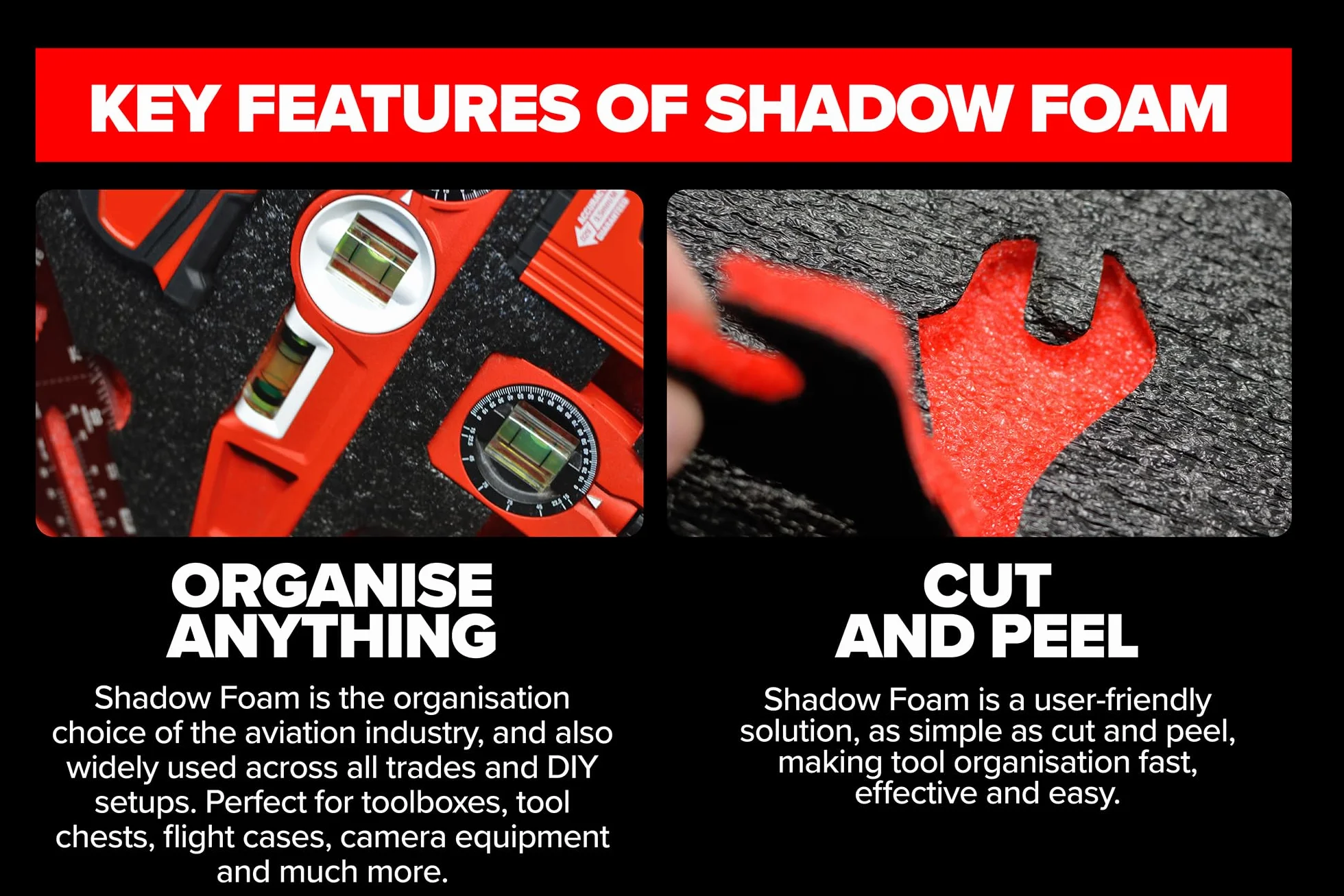 Shadow Foam T-LOC Systainer wkładki piankowe [żółte, 50 mm, podwójne opakowanie] idealnie dopasowane wkładki piankowe do systemów modułowych Festool, TANOS i Panasonic Systainer, przechowywanie