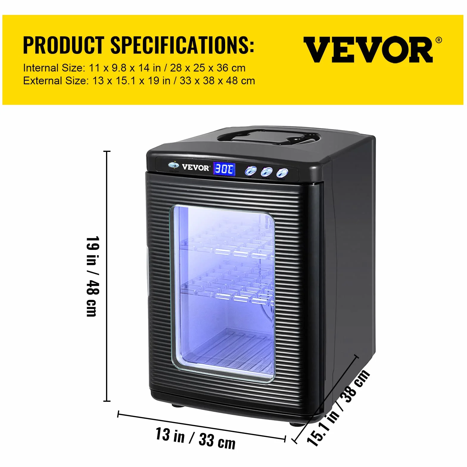 VEVOR Inkubator do jaj gadów o pojemności 25 l, 5-60°C, wyświetlacz LED, inkubator, laboratorium, chłodzenie, ogrzewanie 220 V, do jaj wylęgowych, kolor czarny