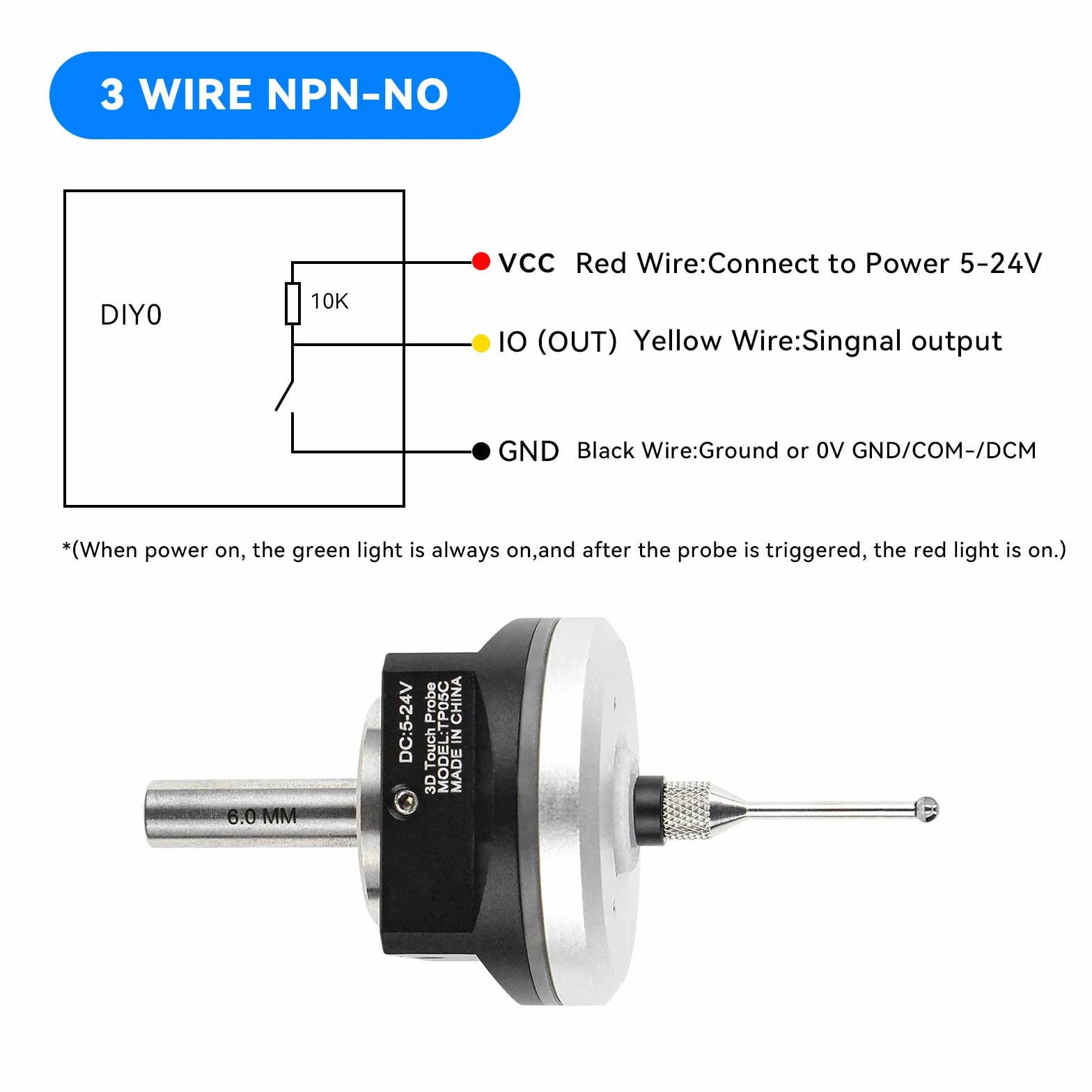 RATTMMOTOR Przycisk krawędziowy CNC 3D DC 5-24 V wyszukiwacz krawędzi z kablem 2M kompatybilny Mach3 Grbl V5