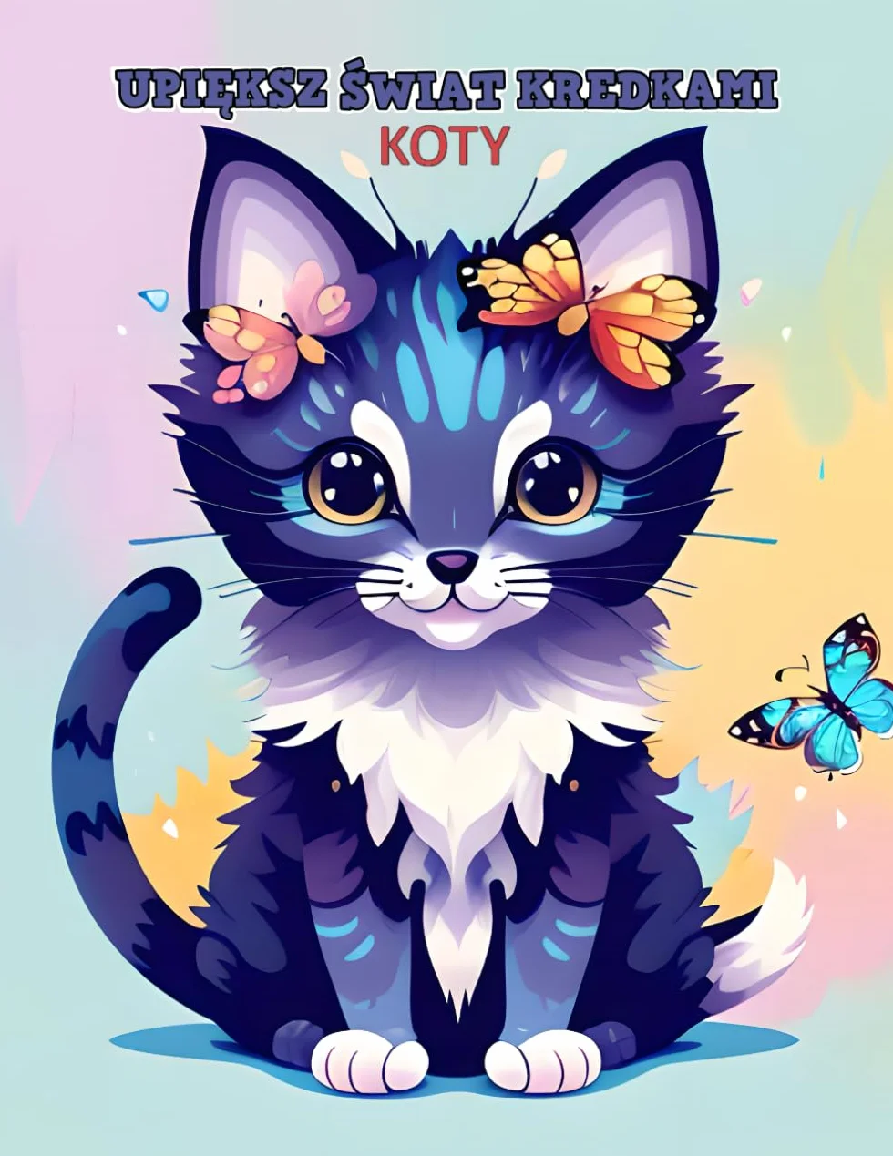 UPIĘKSZ ŚWIAT KREDKAMI: KOTY: kolorowanka dla dzieci 3-7