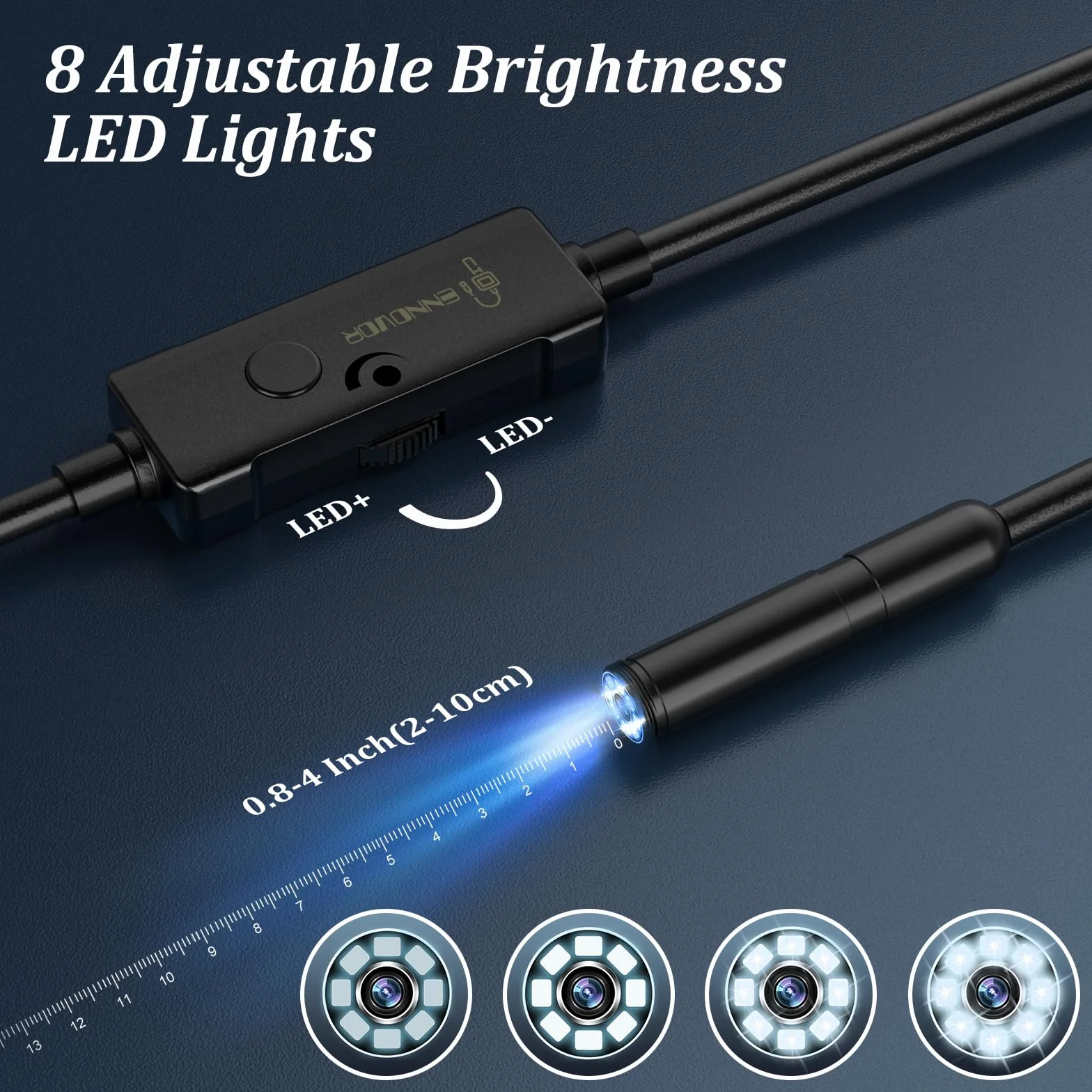 Ennovor Endoskopowa kamera inspekcyjna 1920P HD 10 m IP67 7,9 mm sonda rurowa do iOS Android