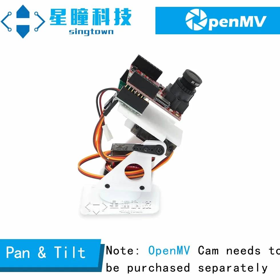 OpenMV Pan Tilt + 3.7V Li Battery + Charging Cable, SingTown, 360° Auto Tracking Face or Color Ball Robotics, Apply to OpenMV Cam H7 Plus, OpenMV Cam H7, OpenMV Cam M7, OpenMV Cam H7 R2