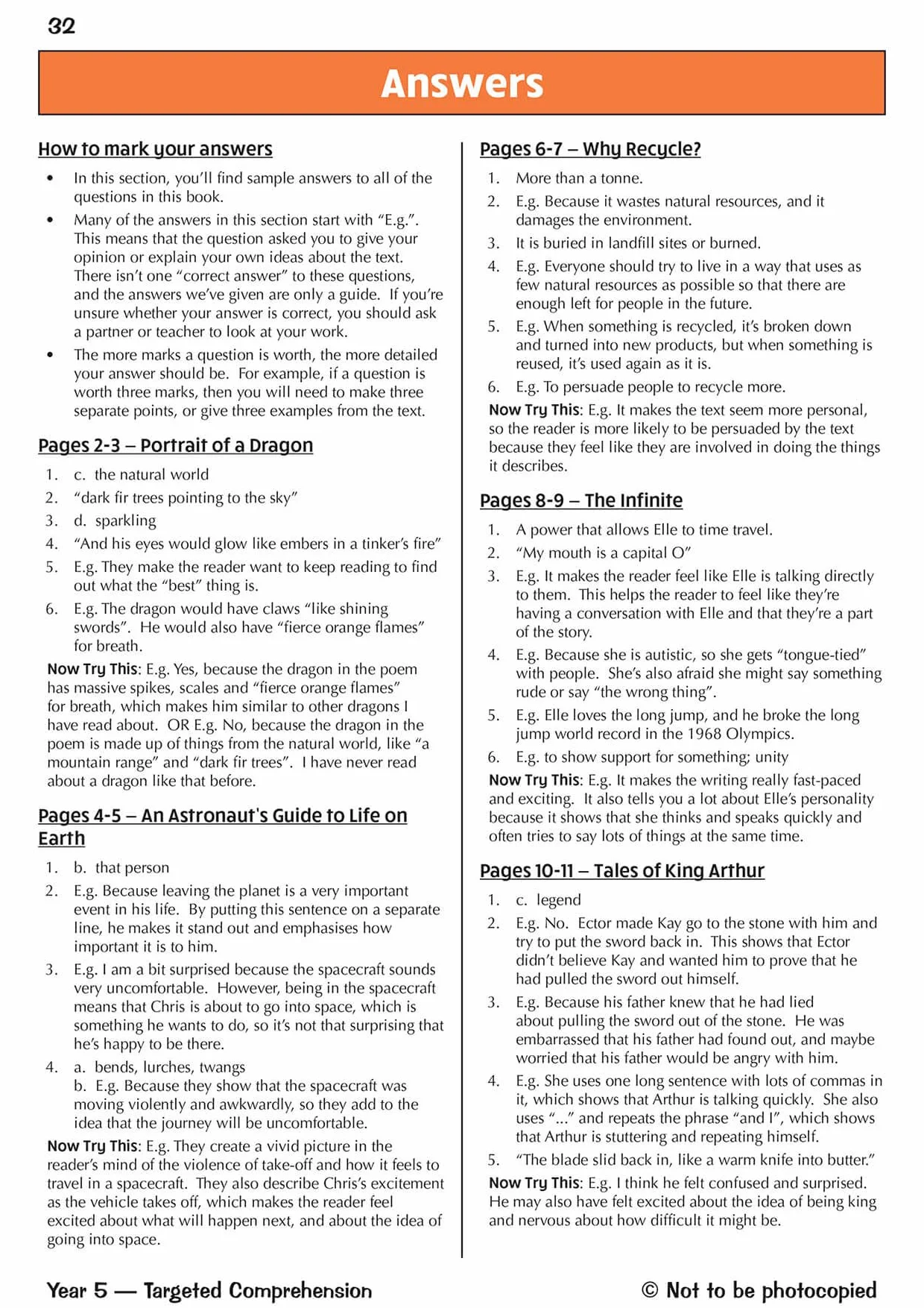 KS2 English Year 5 Reading Comprehension Targeted Question Book - Book 1 (with Answers)