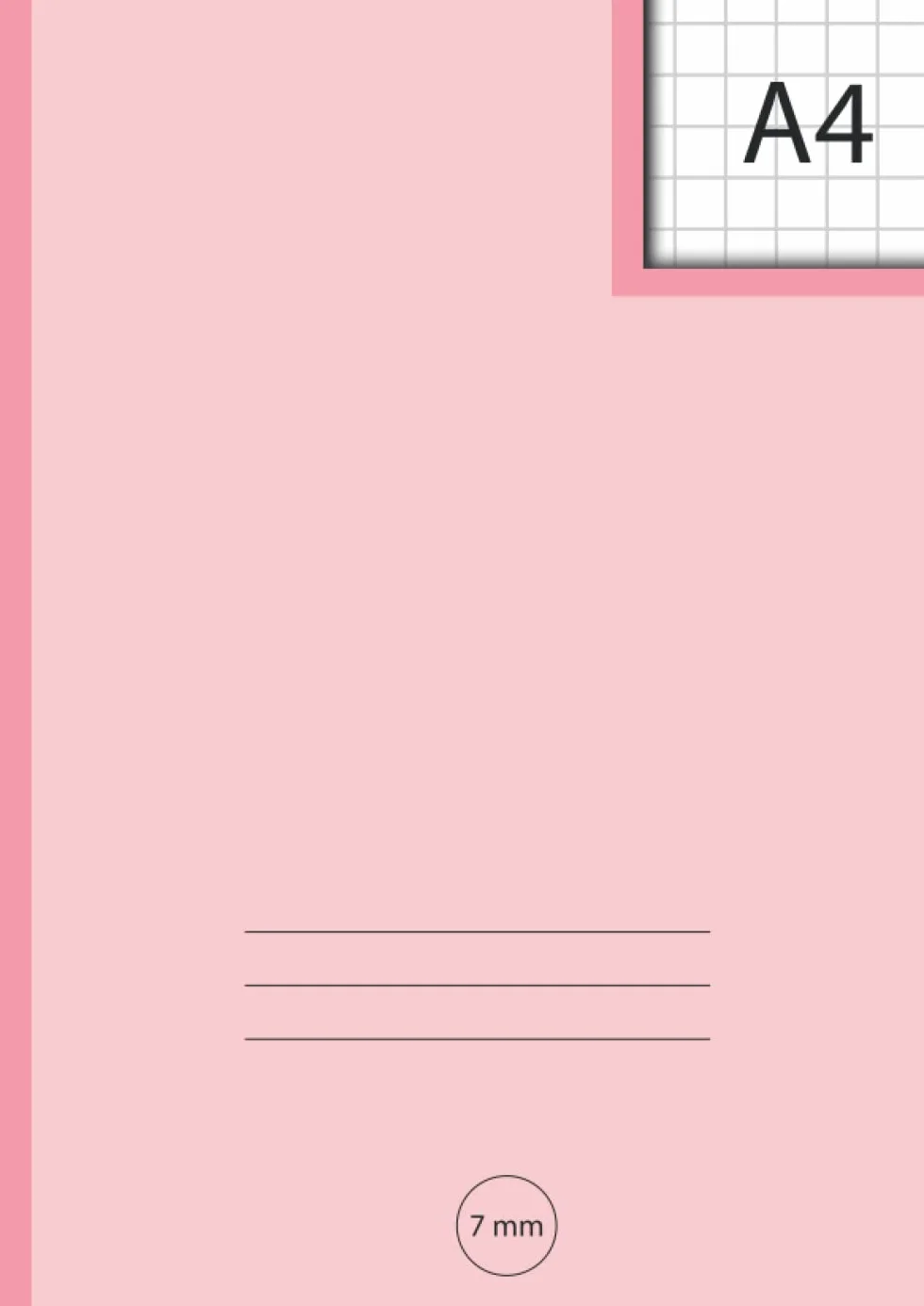 A4 7mm Squared - Pink: Exercise Books A4 Lined, Grid Paper Notebook for Math, Science, Graph, Writing Pad 100 Pages