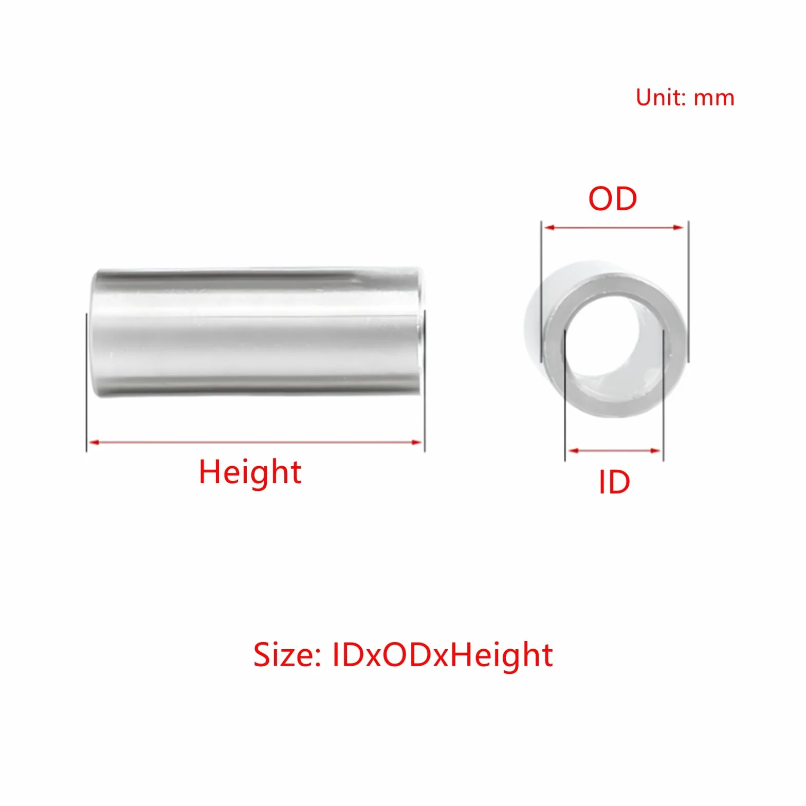 Stainless Steel Hollow Bearing Bushing，5pcs Stainless Steel Cylindrical Bearing Sleeve, ID 10mm, OD 18mm, Height 8mm-20mm, Bearing Support Sleeve Spacer(10x18x20mm(5pcs))