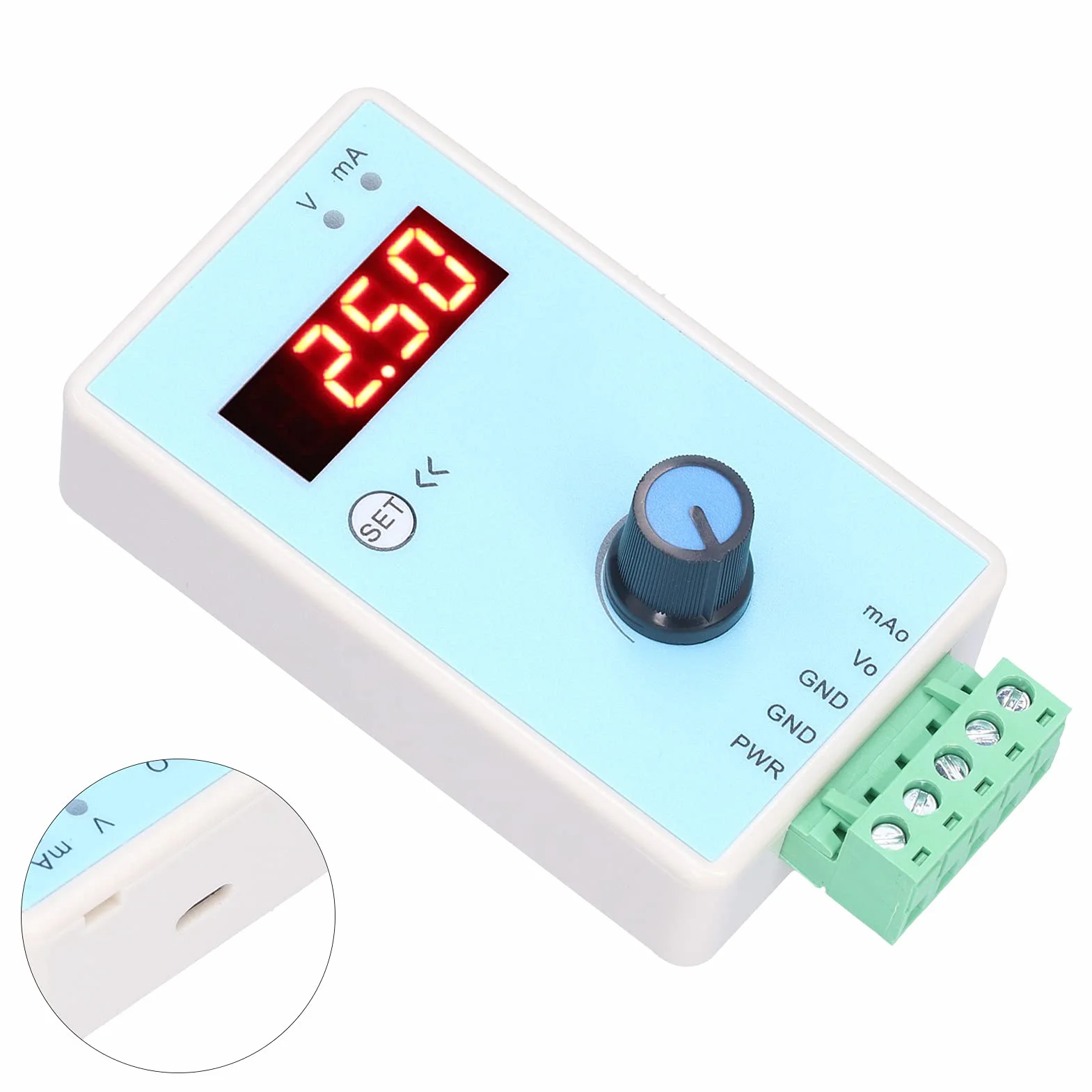 Generator sygnału analogowego Eujgoov 0-10 V/2-10 V 0-20mA/4-20mA Generator sygnału prądowo-napięciowego interfejs zasilania USB symulator analogowy