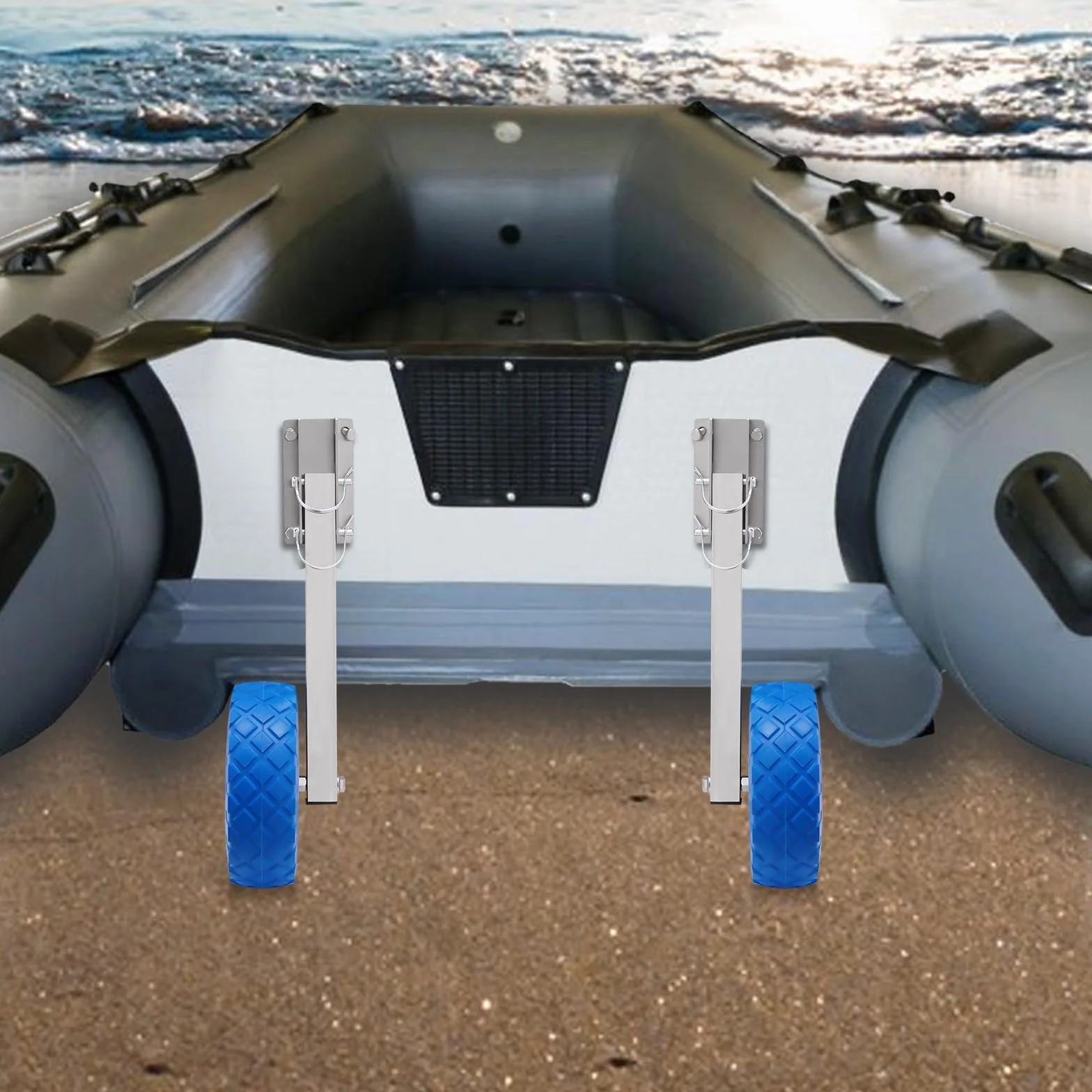 Slivorder ponton 150 kg, 15 x 8,5 cm, koła transportowe ze stali nierdzewnej, tylne koła, zdejmowane koła do łodzi, do wszystkich rodzajów pontonów i przyczep