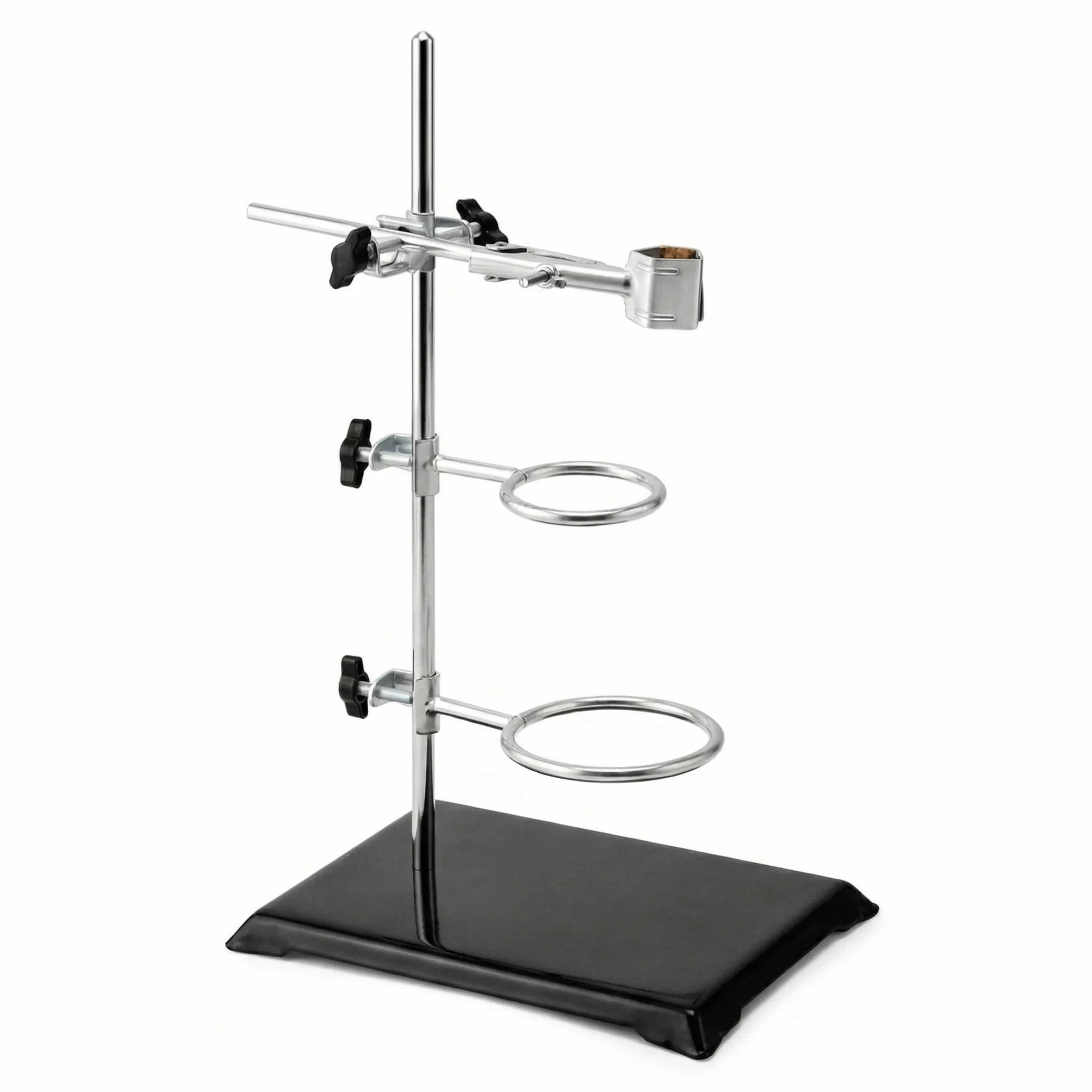 QWORK® Stojak laboratoryjny 13 x 21 cm, długość pręta 50 cm, zaciski i mufy (średnica 5 cm/7,3 cm), do eksperymentów naukowych