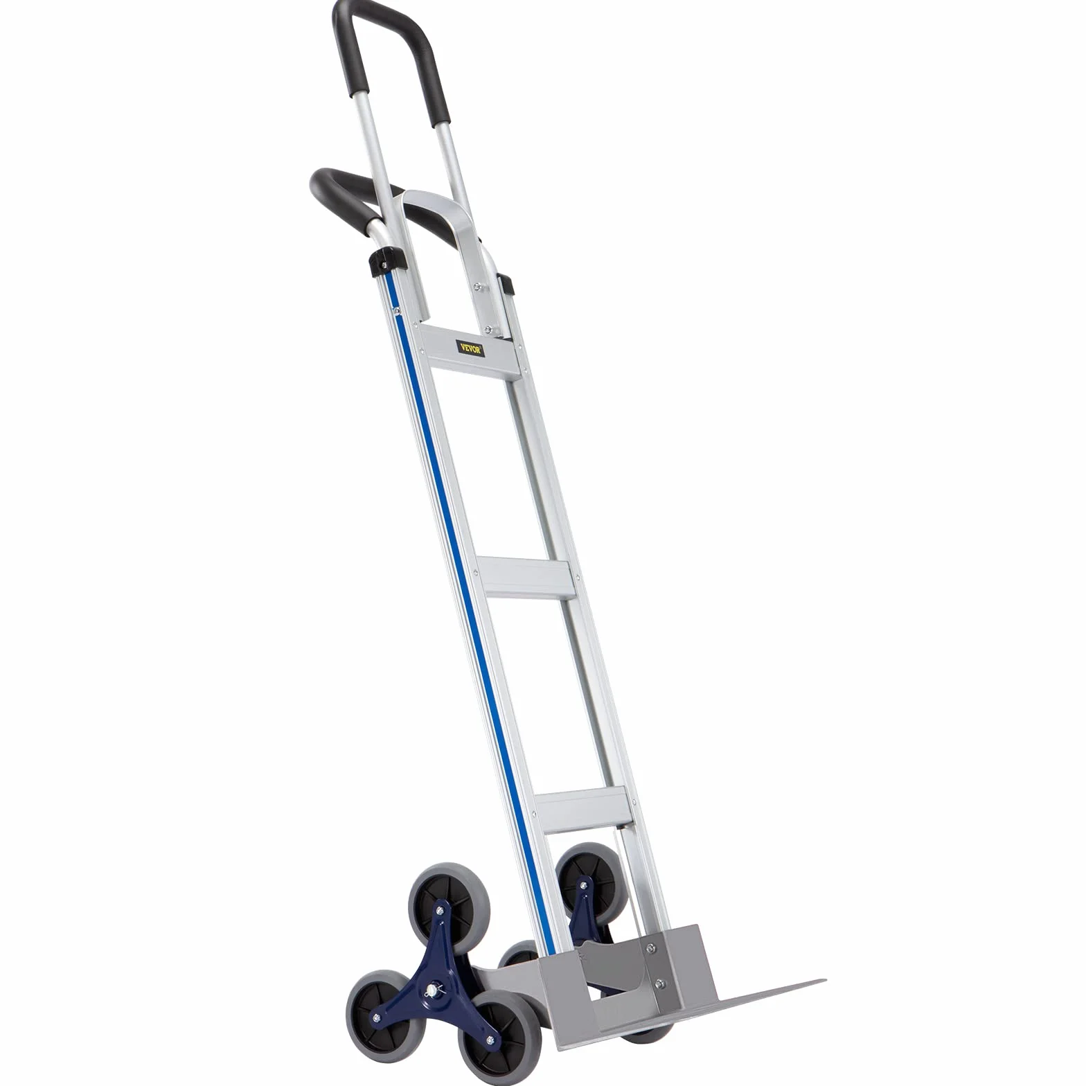 VEVOR Wózek wspinaczkowy po schodach, nośność 250 kg, aluminiowa wózek ręczny z podwójnymi uchwytami, zintegrowaną ramą i antypoślizgowymi gumowymi kołami, wielofunkcyjny wspinacz schodowy do magazynu