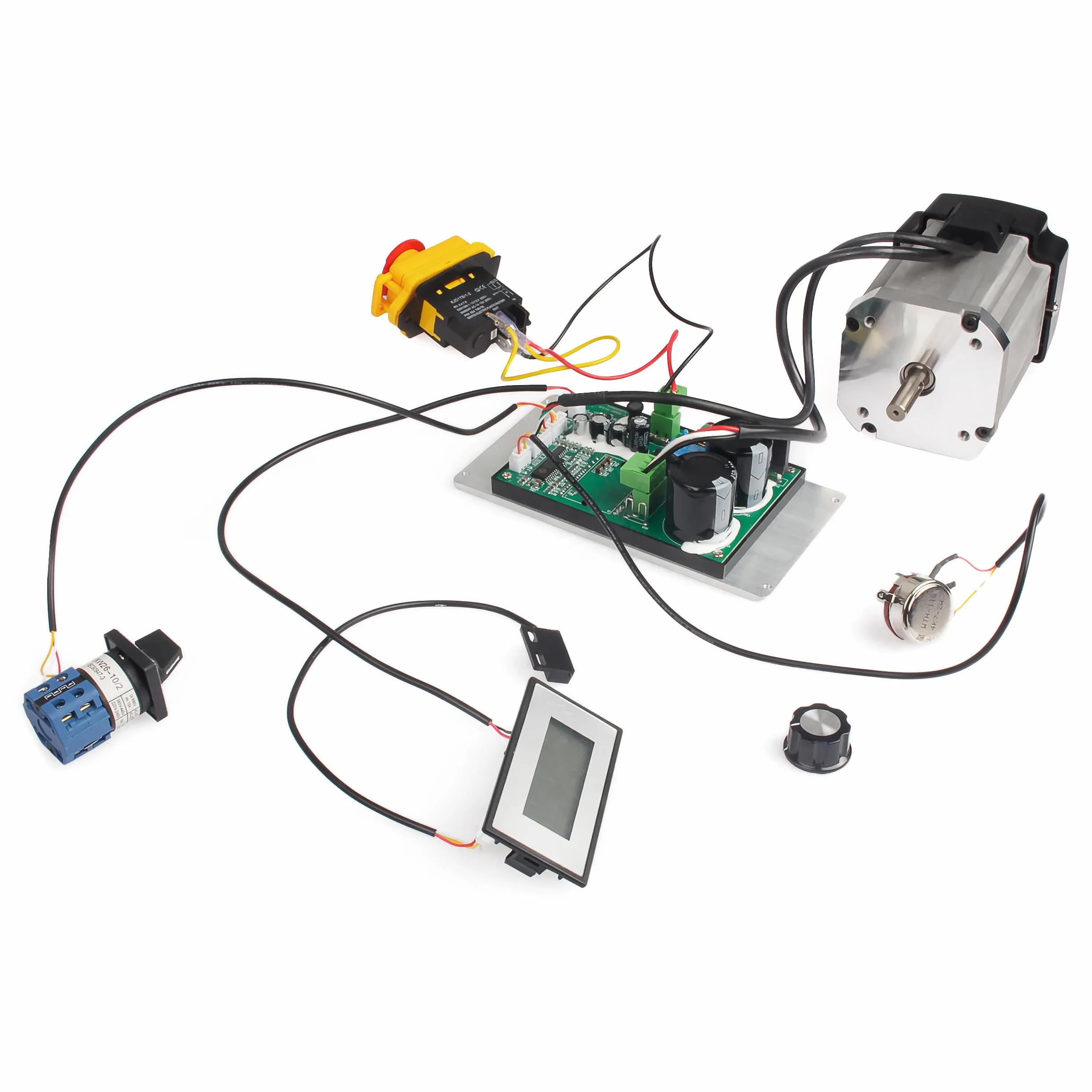 RATTMMOTOR tokarka z silnikiem bezszczotkowym, 750W 220V DC, tokarka z silnikiem 4000RPM, przycisk awaryjnego wyłączenia, przełącznik prędkości napędu do przodu/tyłu i wyświetlacz obrotów, zestaw 6