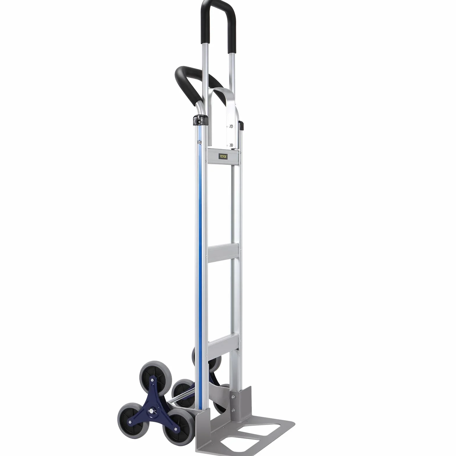 VEVOR Wózek wspinaczkowy po schodach, nośność 250 kg, aluminiowa wózek ręczny z podwójnymi uchwytami, zintegrowaną ramą i antypoślizgowymi gumowymi kołami, wielofunkcyjny wspinacz schodowy do magazynu