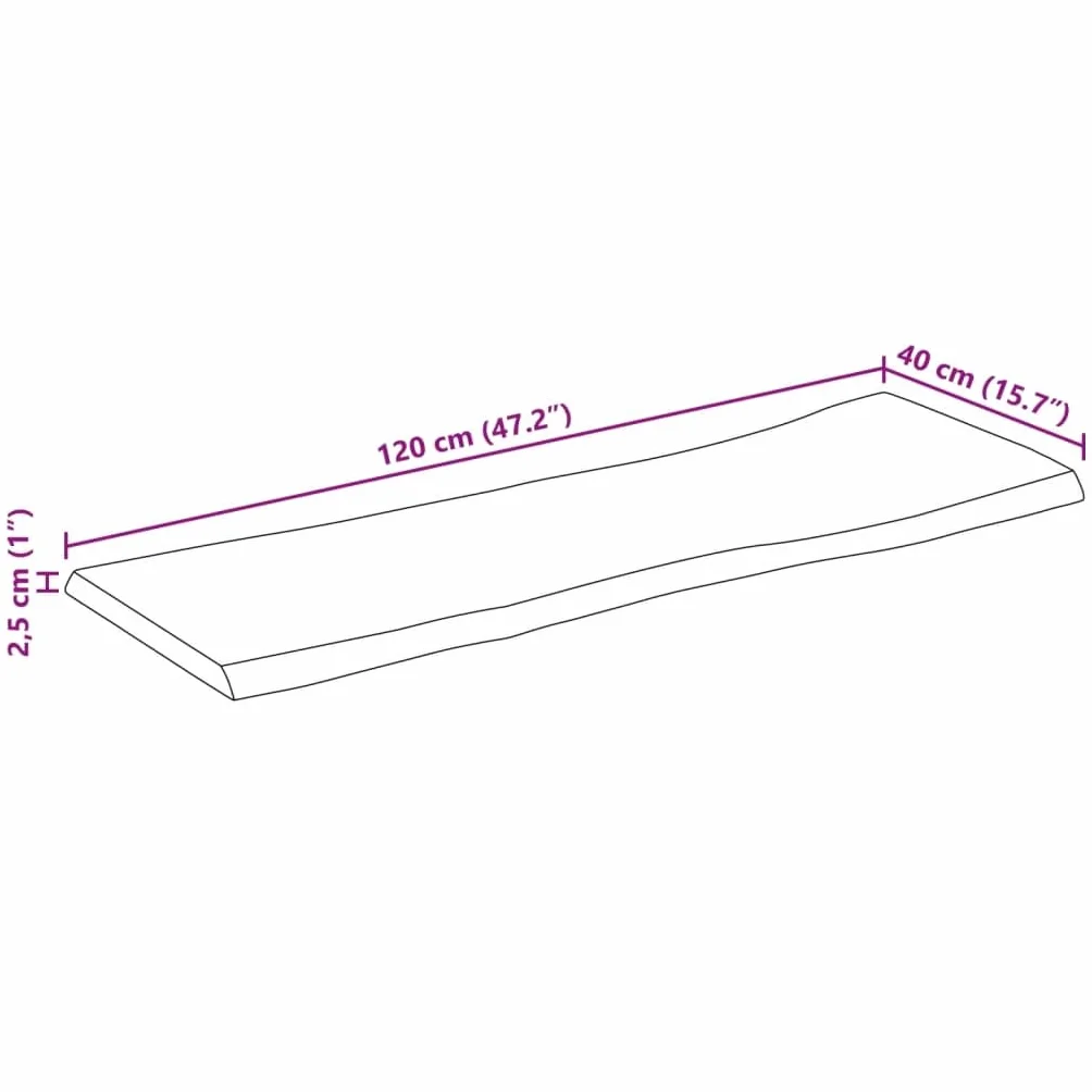 vidaXL Blat stołu, 120x40x2,5 cm, naturalna krawędź, lite drewno mango
