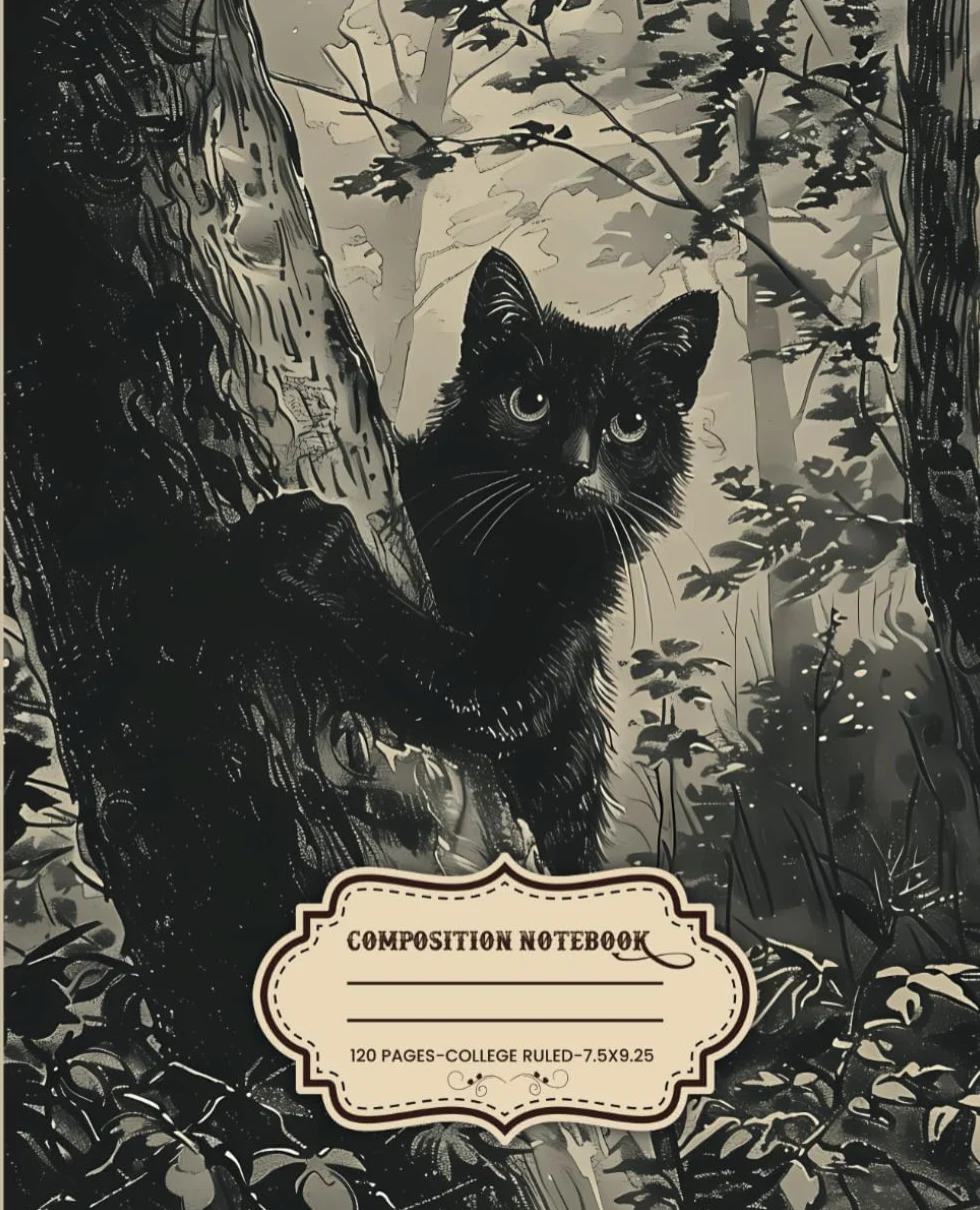 Vintage Composition Notebook: Cat Aesthetic College Ruled Notebook