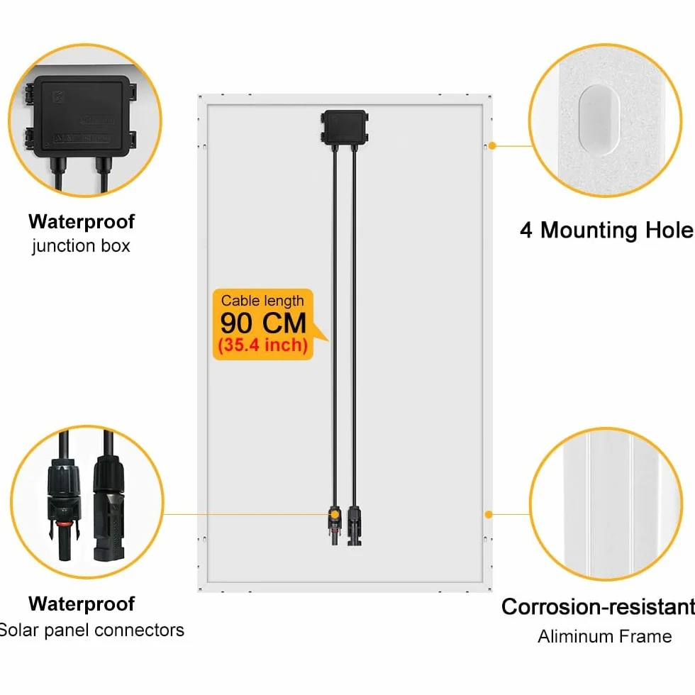 DOKIO Panel słoneczny 100 W, z atestem TÜV, monokrystaliczny moduł solarny do akumulatora samochodowego 12 V, AGM, akumulator żelowy idealny do przyczep kempingowych, na kemping, do domku ogrodowego