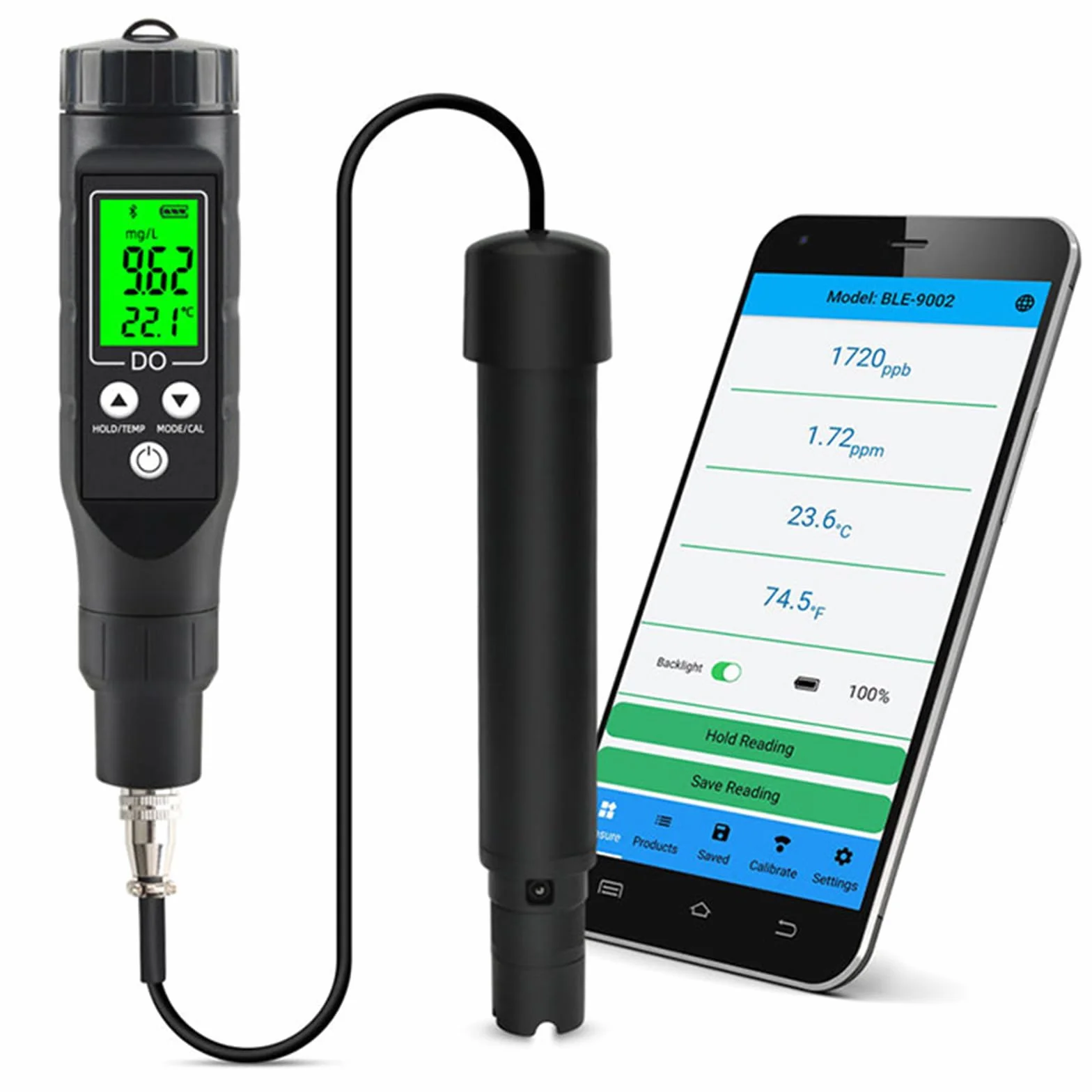 BLE-9100 Bluetooth detektor tlenu do wody, miernik tlenu rozpuszczonego do stawu rybnego akwarium akwakultury