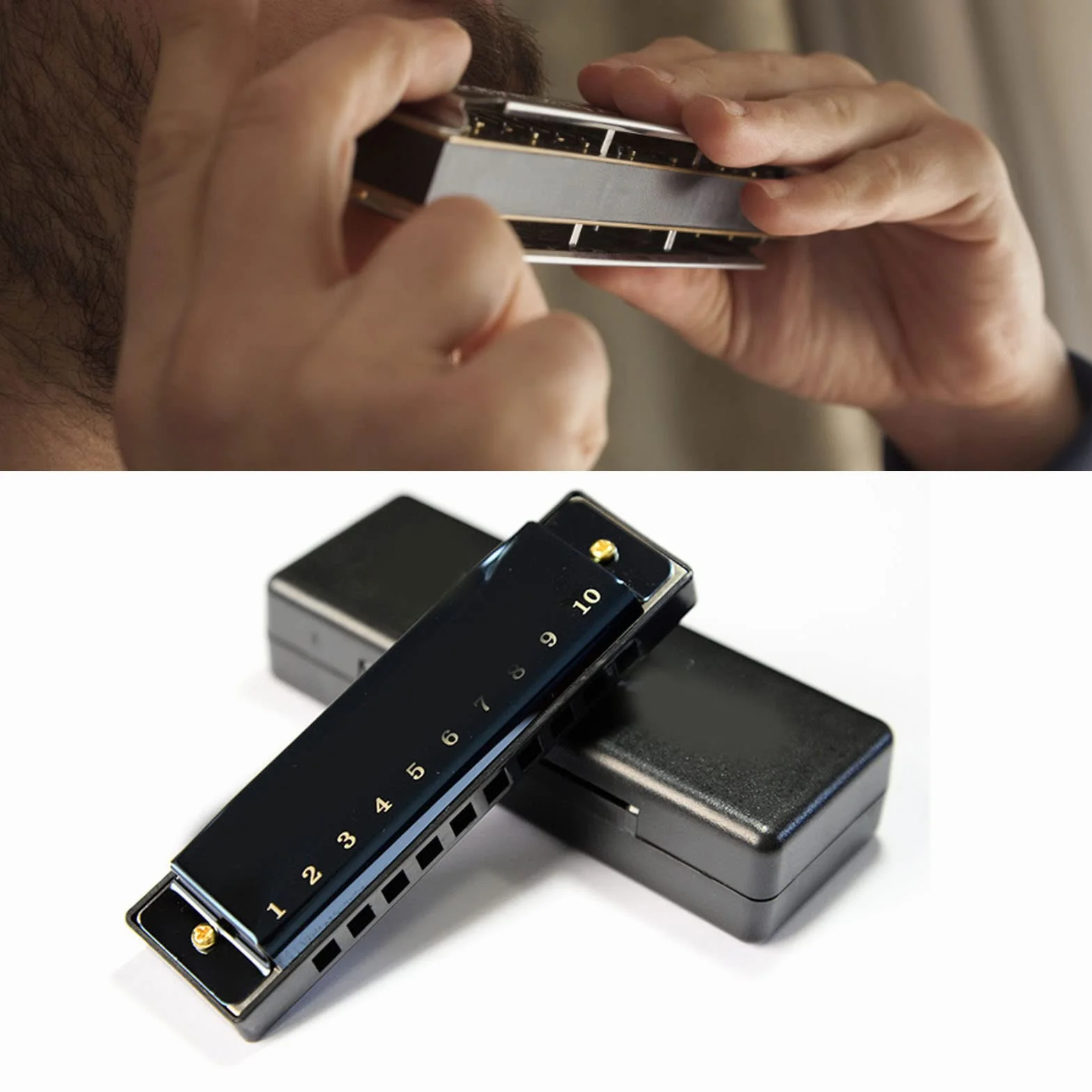 Harmonijka Ustna z 10 Otworami w Pełnej Skali Deluxe Harmonijka Ustna do Występów dla Początkujących, Dorosłych, dla Dzieci