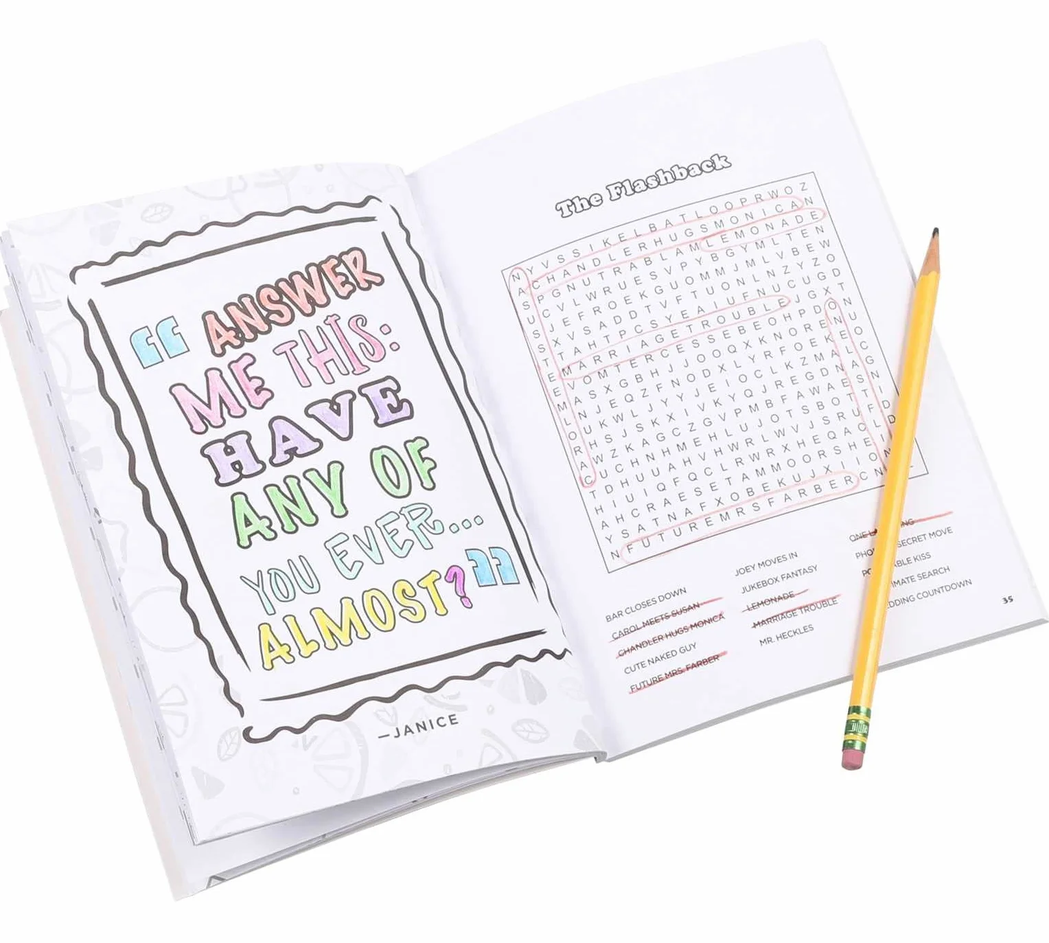 Friends Word Search, Quips, Quotes, and Coloring Book