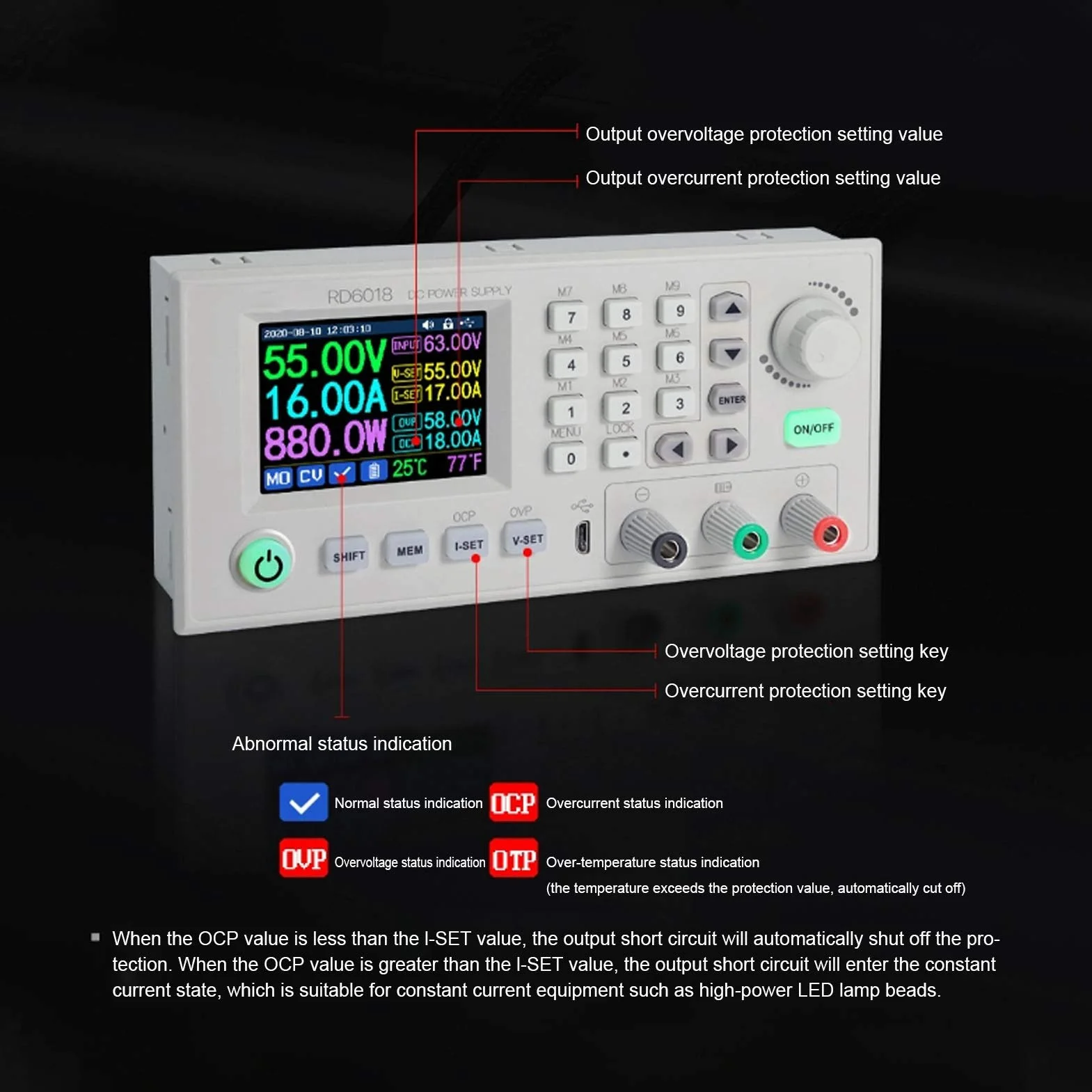 Regulowany CNC Moduł Zasilacza DC-DC Buck Stałe Zasilanie ławki DC 6-70V do 0-60V(RD6018)