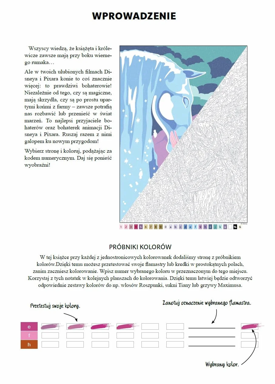 Art therapy Kolorowanka antystresowa Disney Konie Zagadkowe rysunki