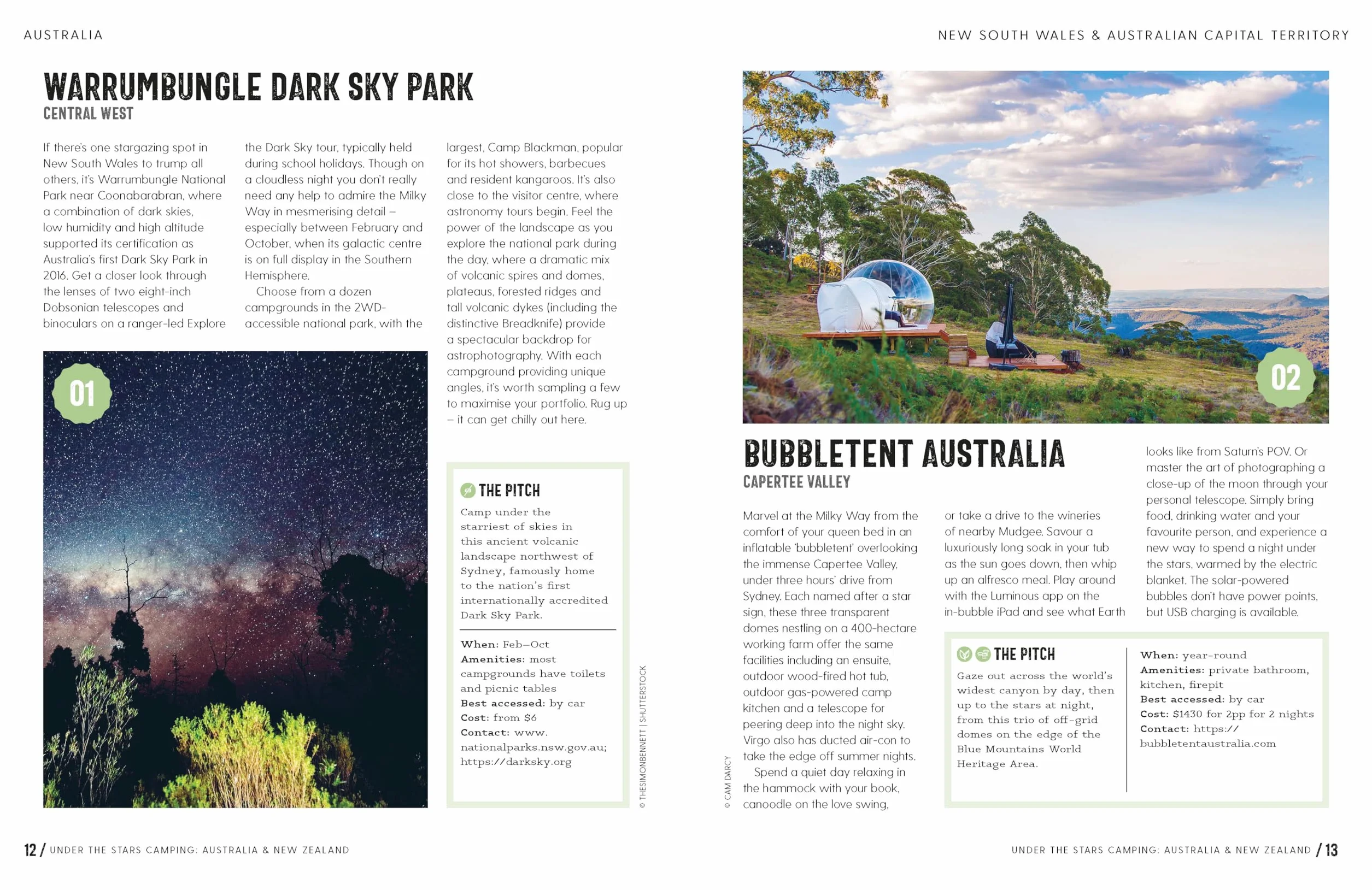 Under the Stars Australia and New Zealand 1ed -anglais-: 200 Amazing Places Beneath the Night Sky | Wild Camping to Cabins & Huts | Best Sights & Activities Nearby