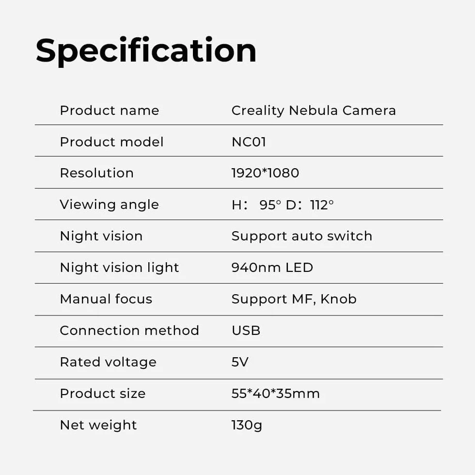 Creality Oficjalna kamera Nebula, 24-godzinny monitoring, automatyczne tworzenie filmów poklatkowych, kompatybilny z Sonic Pad/Nebula Pad/Ender 3 V3 KE/CR 10
