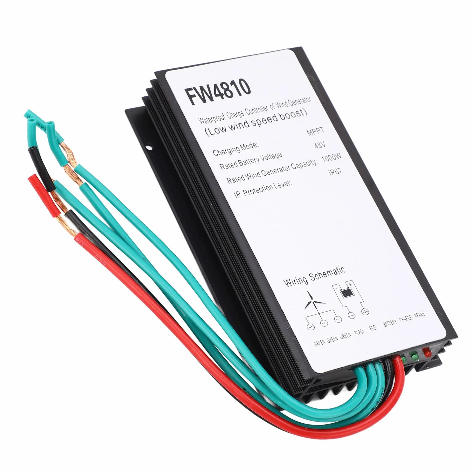BuyWeek Kontroler Ładowania Turbiny Wiatrowej, 1000W 48V MPPT Kontroler Ładowania Turbiny Wiatrowej IP67 Wodoodporny