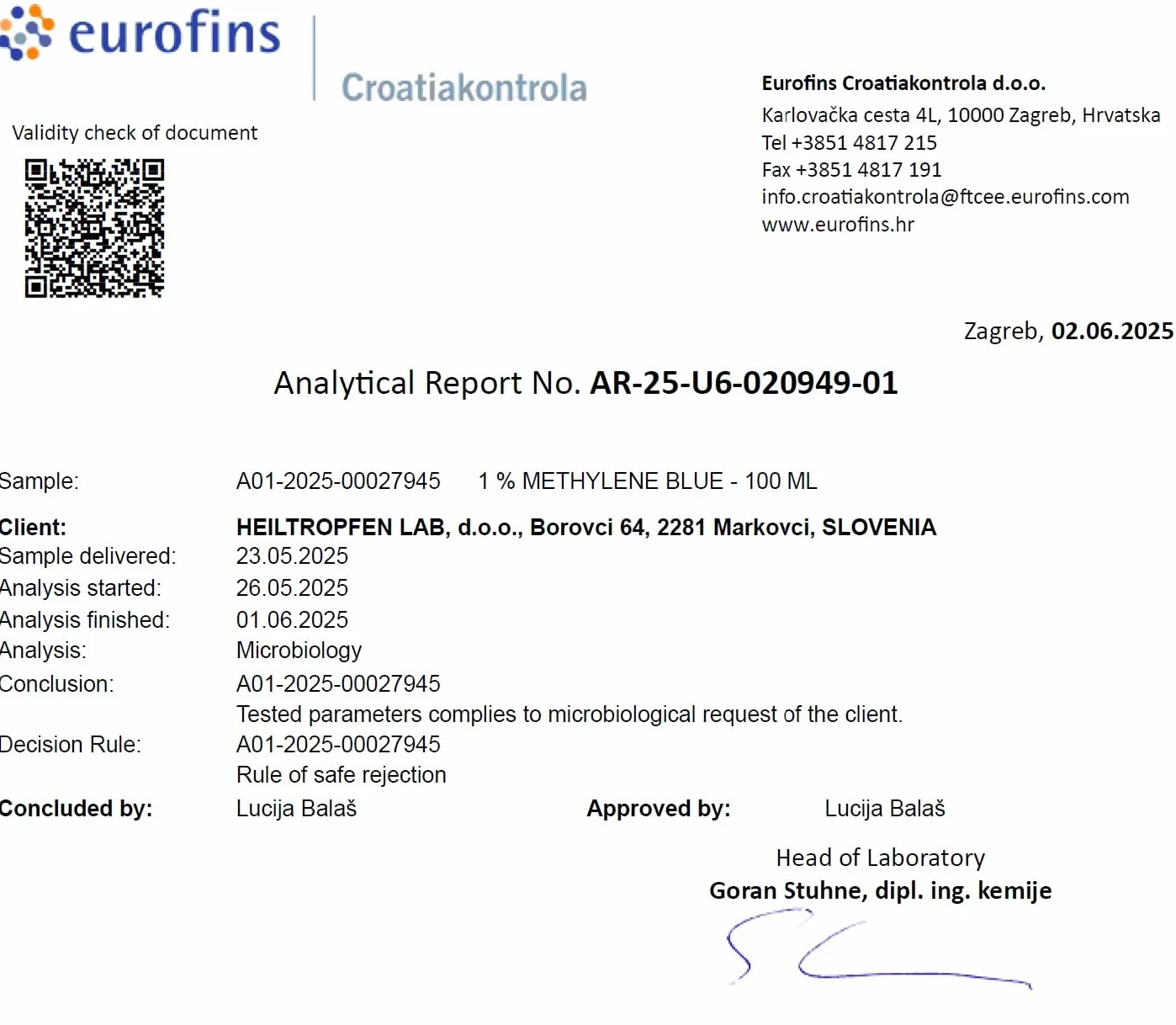 Błękit metylenowy 1% roztwór 3,4 Fl Oz - 100 ml | Zastosowanie naukowe i analityczne | Składniki klasy farmaceutycznej | Heiltropfen®
