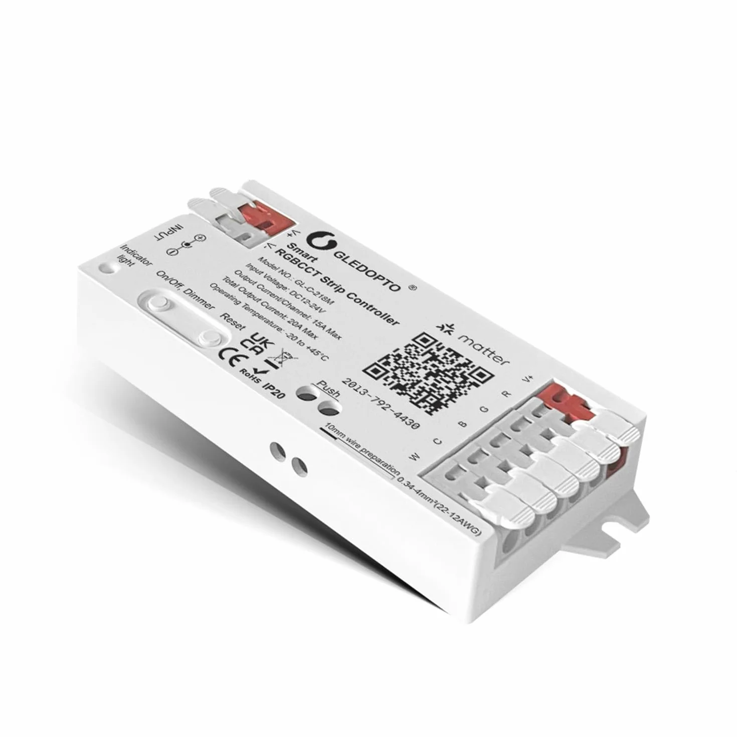 LIGHTEU®, GLEDOPTO Matter WiFi RGBCCT 5-kanałowy kontroler LED 12-24 V PWM 20 A Matter Smart Home Support Alexa GL-C-218M