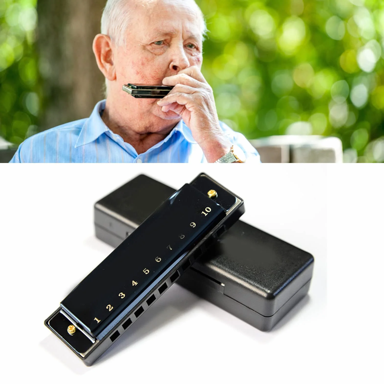 Harmonijka Ustna z 10 Otworami w Pełnej Skali Deluxe Harmonijka Ustna do Występów dla Początkujących, Dorosłych, dla Dzieci