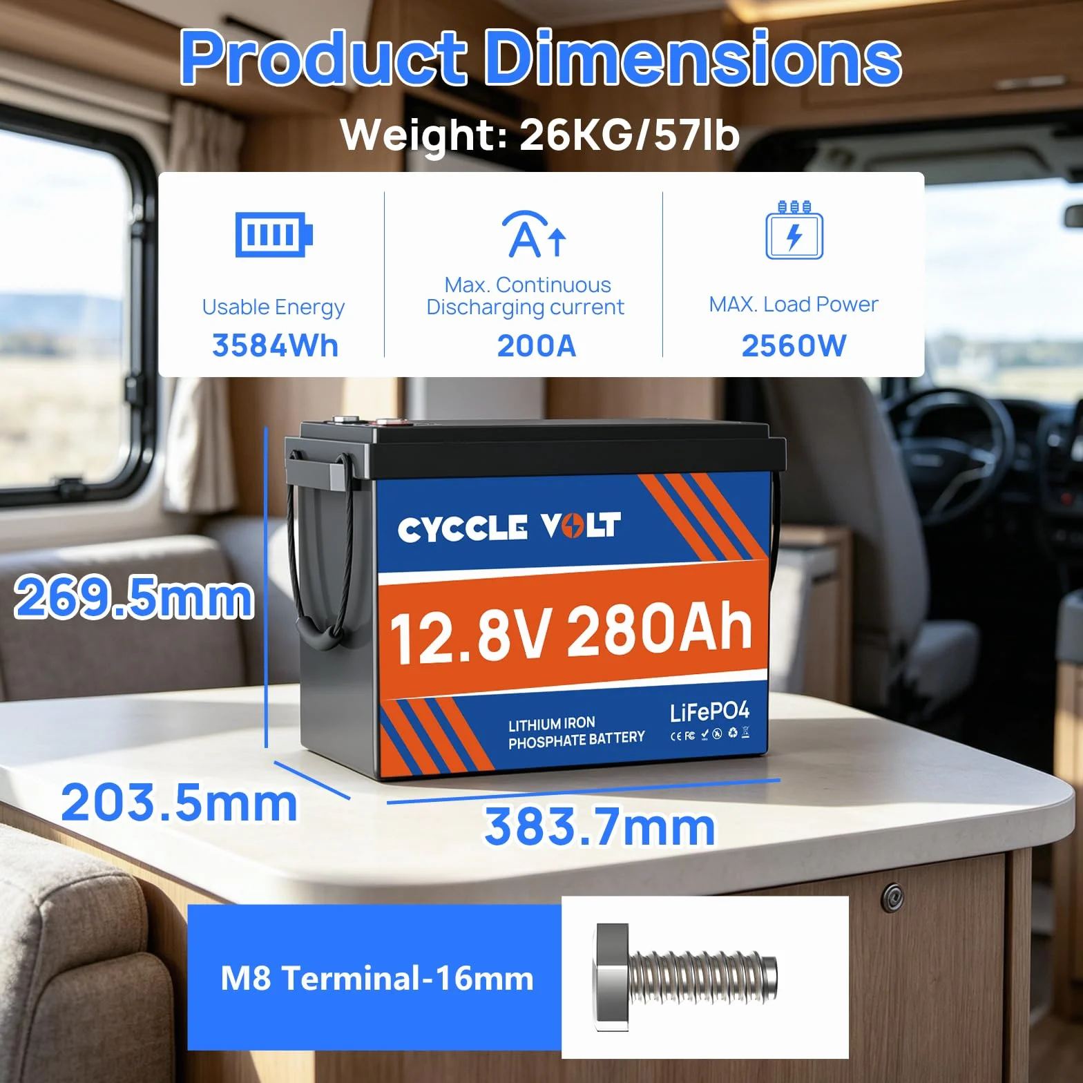 Akumulator 12V 280Ah LiFePO4, akumulator litowy 280Ah z 200A BMS, akumulator litowo-żelazowo-fosforanowy o głębokim cyklu, idealny do kamperów, zasilania słonecznego i łodzi.