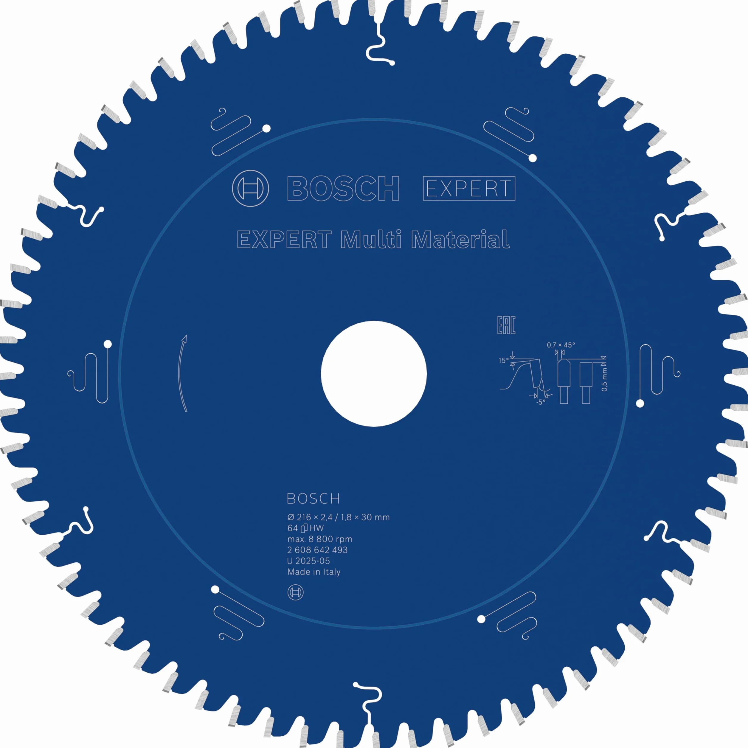 Bosch Professional Brzeszczot do piły tarczowej Expert for Multi Material (216 x 30 x 2,4 mm, 64 zęby, akcesoria do piły tarczowej)