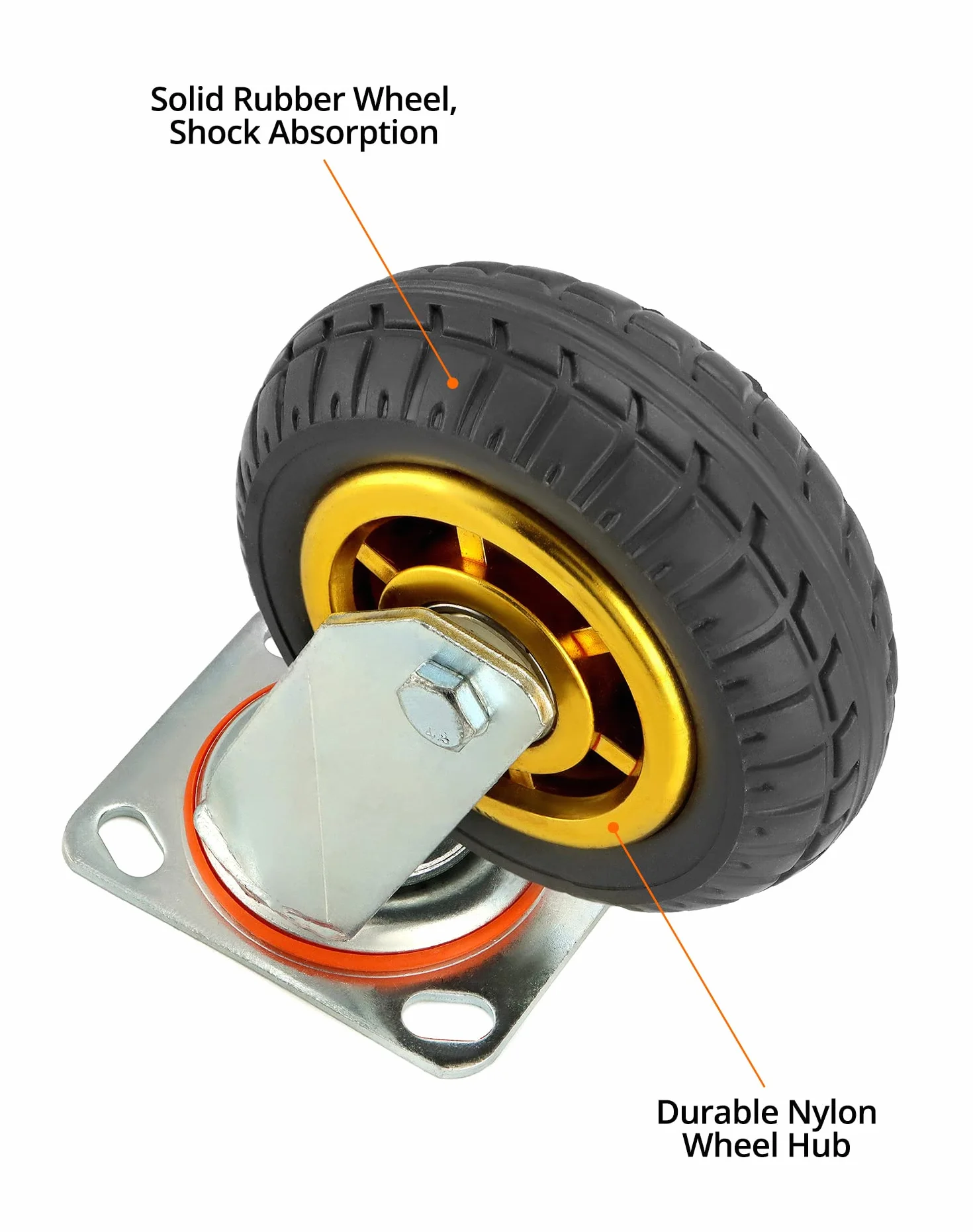 QWORK® 4 sztuki kółek do dużych obciążeń 150mm - do 250 kg na kółko - kółka skrętne z amortyzacją do transportu mebli i transportu przemysłowego (2 kółka skrętne + 2 kółka z hamulcem)