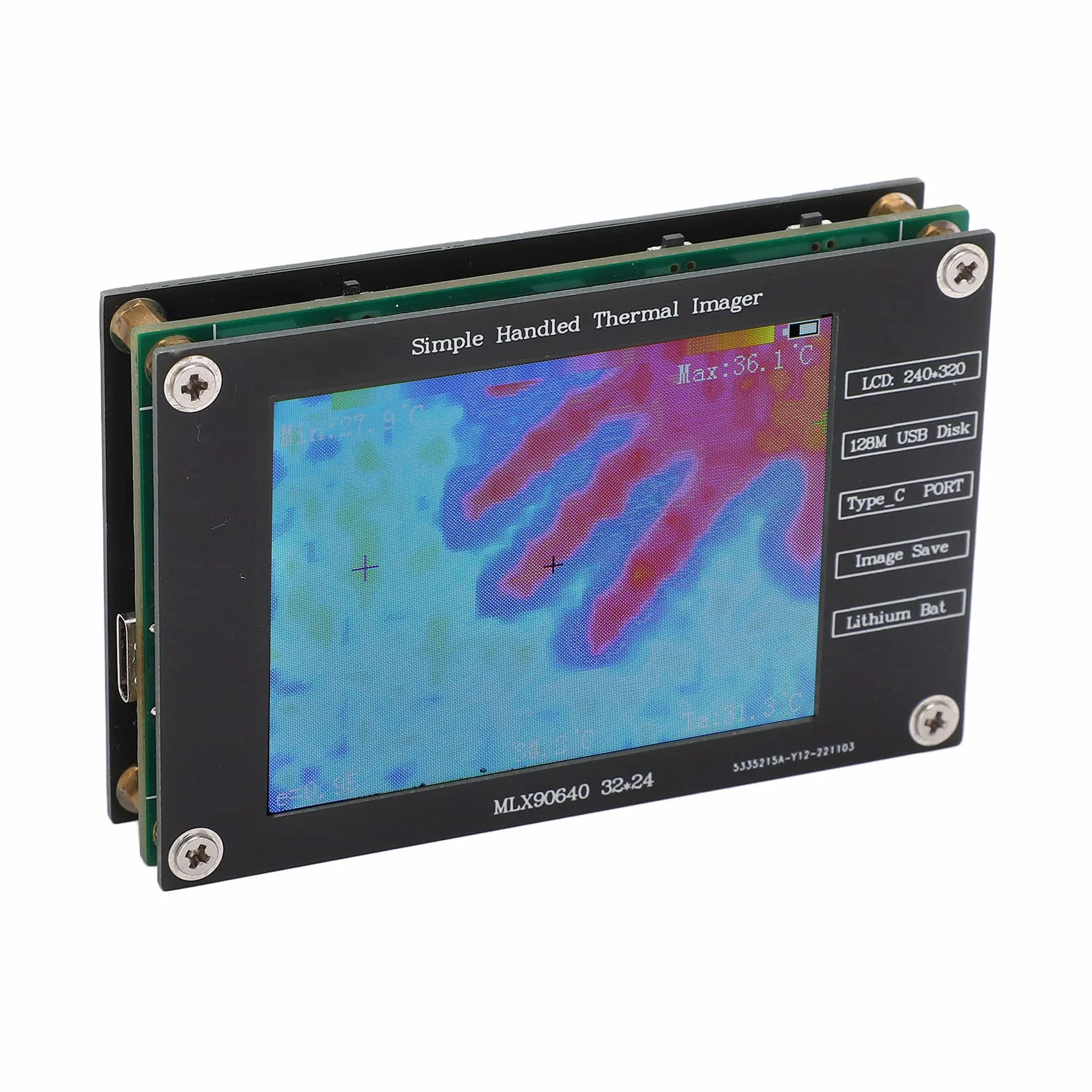 CHICIRIS Kamera Termowizyjna, Cyfrowa Kamera Termowizyjna Lcd 2,8 Cala, -40 ℃ Do 300 ℃, Wbudowany Układ Flash Spi, Ładowanie Usb-C, Przenośna Kamera Termowizyjna Do Bezkontaktowego Pomiaru Temperatury