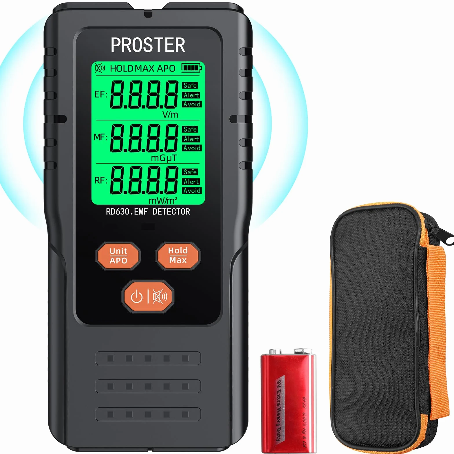 Proster EMF cyfrowy detektor promieniowania 3 w 1 do pól elektromagnetycznych EF RF MF, do 5G, masztów komórkowych, WiFi i inteligentnego urządzenia w domu i biurze oraz polowania na duchy